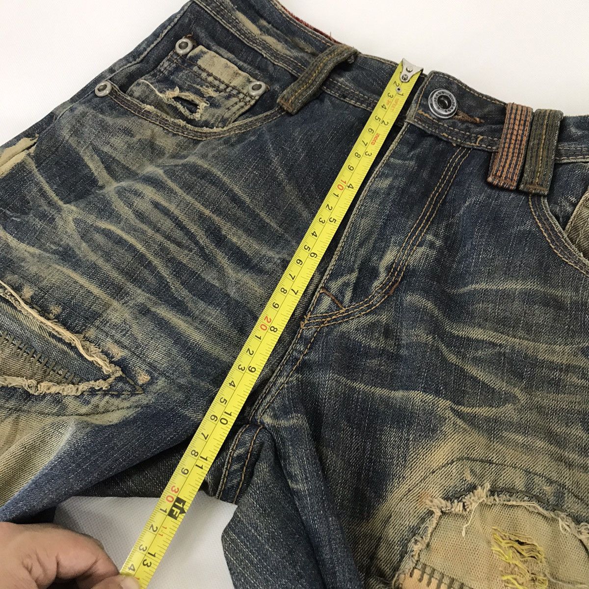 Japanese Brand 🔥RUSTY🔥GUI SHOU JEANS PATCHWORK DISTRESSED DENIM PANTS Size US 30 / EU 46 - 13 Thumbnail