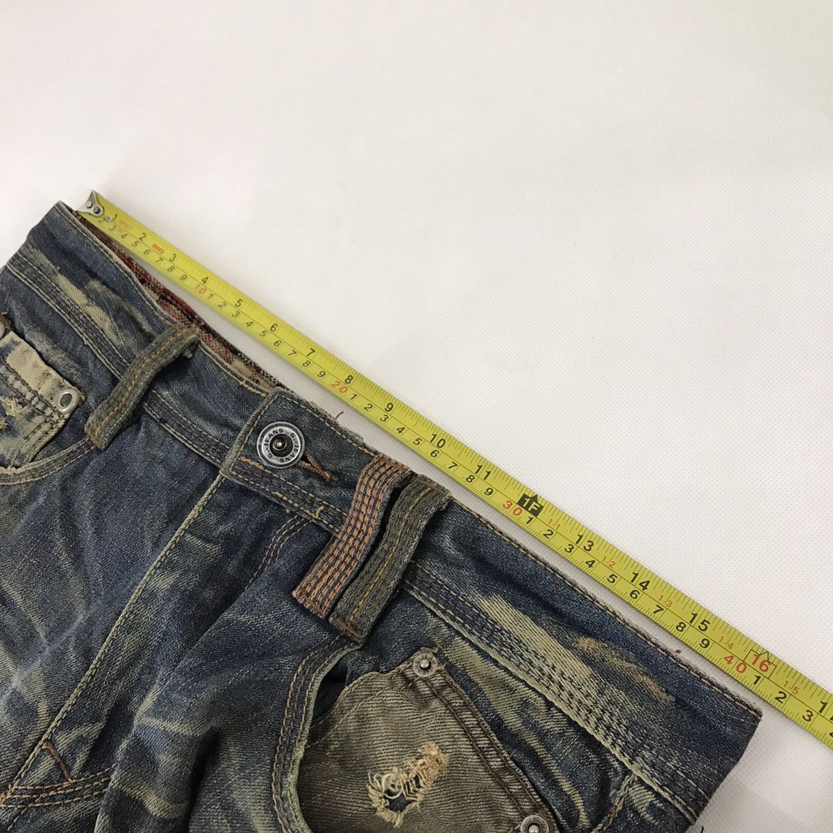 Japanese Brand 🔥RUSTY🔥GUI SHOU JEANS PATCHWORK DISTRESSED DENIM PANTS Size US 30 / EU 46 - 12 Thumbnail