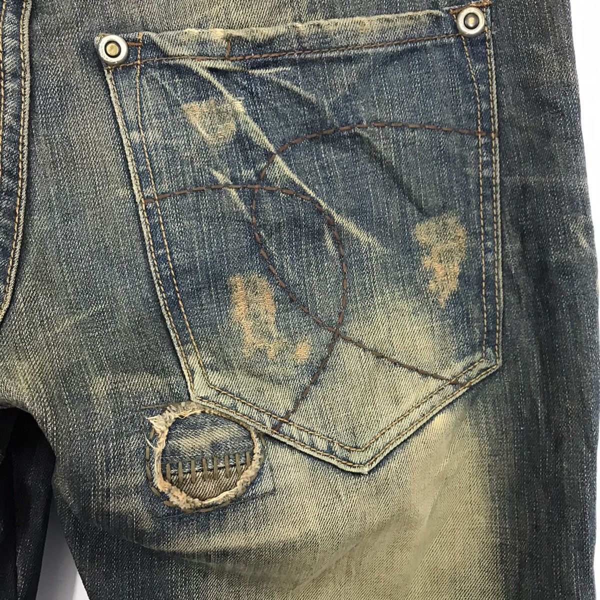 Japanese Brand 🔥RUSTY🔥GUI SHOU JEANS PATCHWORK DISTRESSED DENIM PANTS Size US 30 / EU 46 - 10 Thumbnail