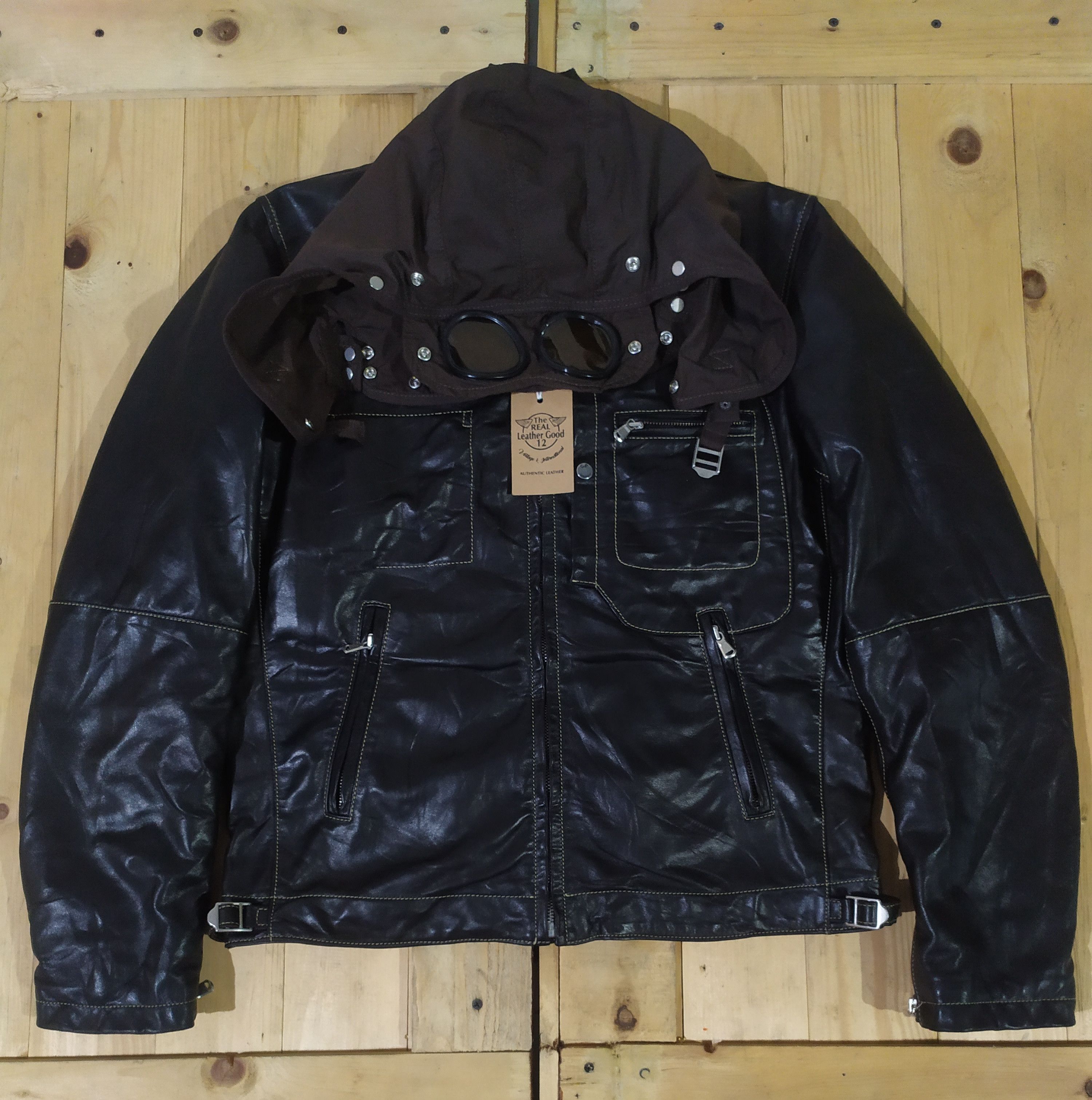 C.P. COMPANY GOGGLE LEATHER FLIGHT JACKET