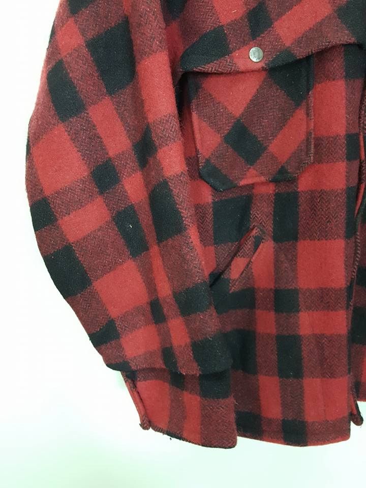 Vintage Wool Buffalo Plaid Style Coat Jacket by PIONEER Sportwear Size US L / EU 52-54 / 3 - 9 Thumbnail