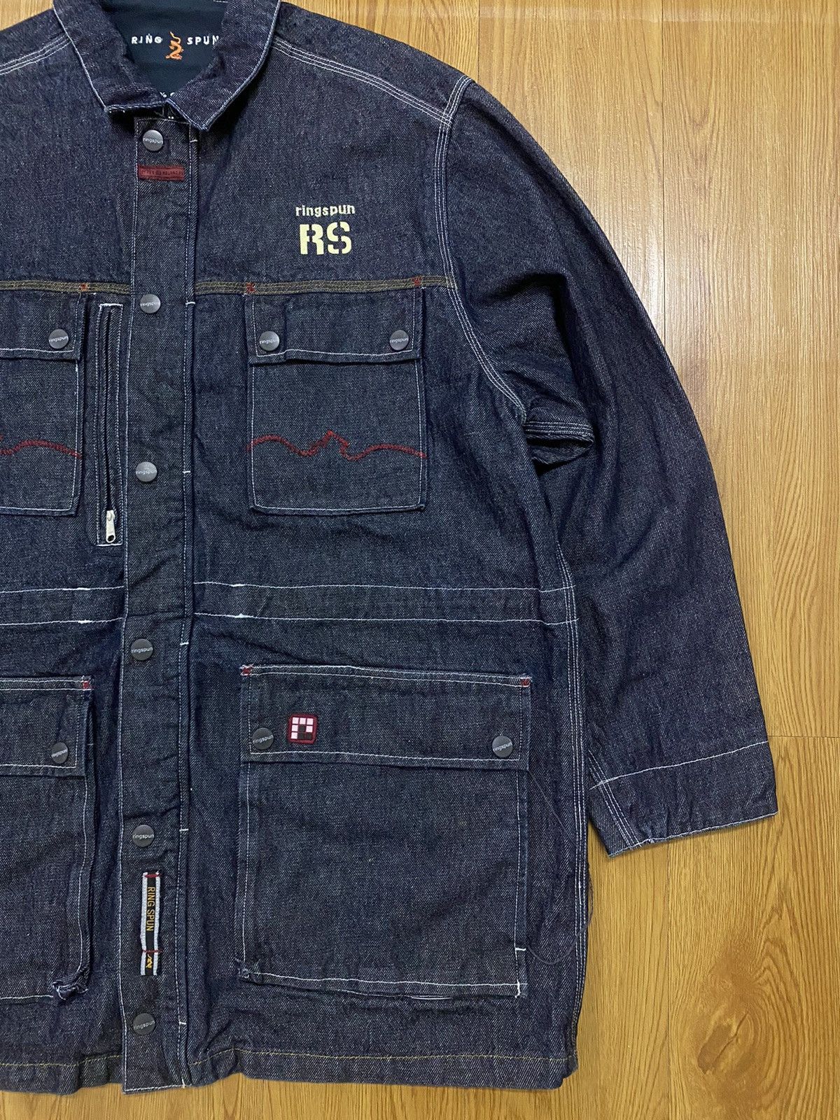 Japanese Brand × Ringspun Ringspun 2001 Denim Long Jacket Size US L / EU 52-54 / 3 - 4 Thumbnail