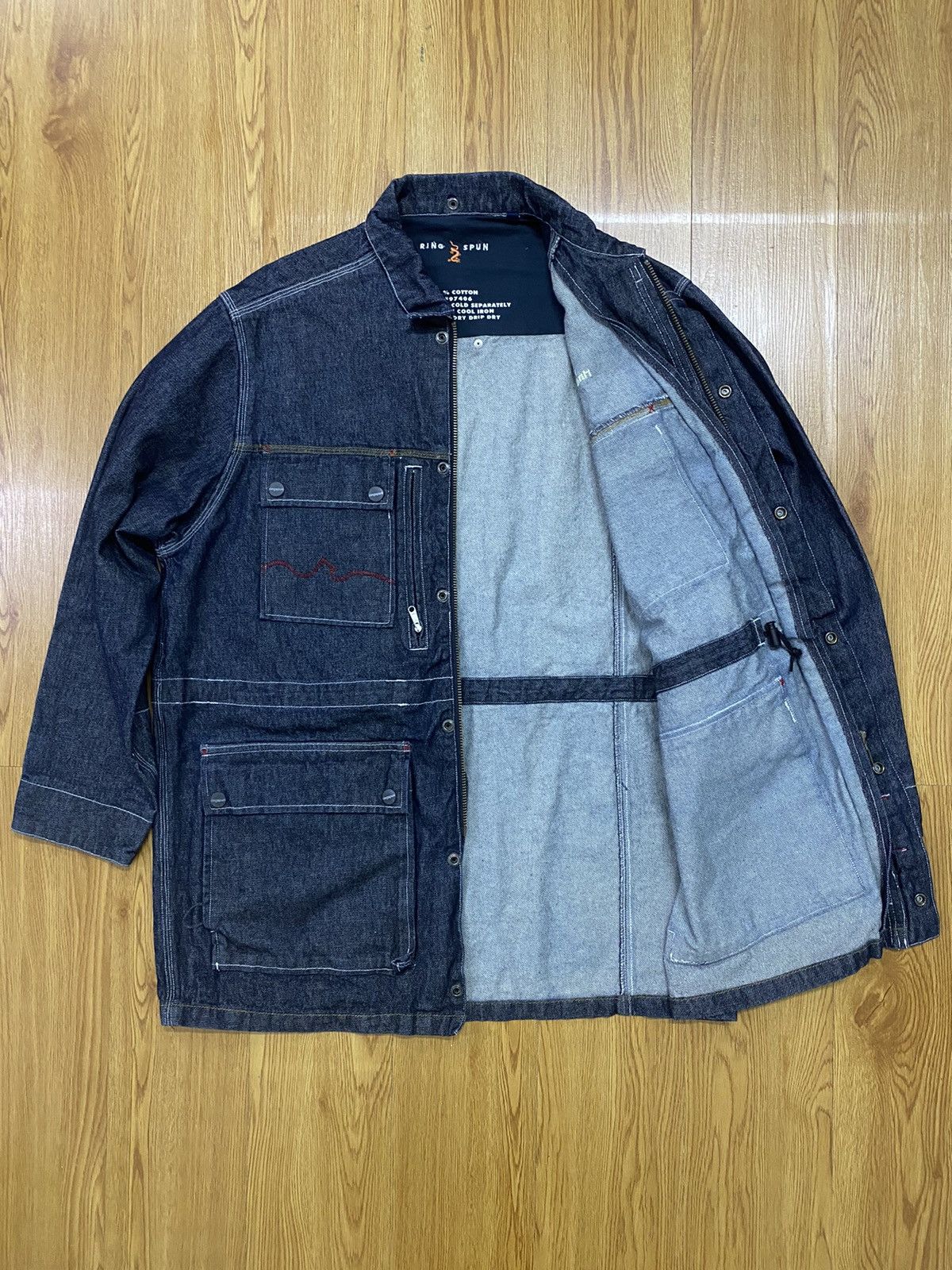 Japanese Brand × Ringspun Ringspun 2001 Denim Long Jacket Size US L / EU 52-54 / 3 - 3 Thumbnail
