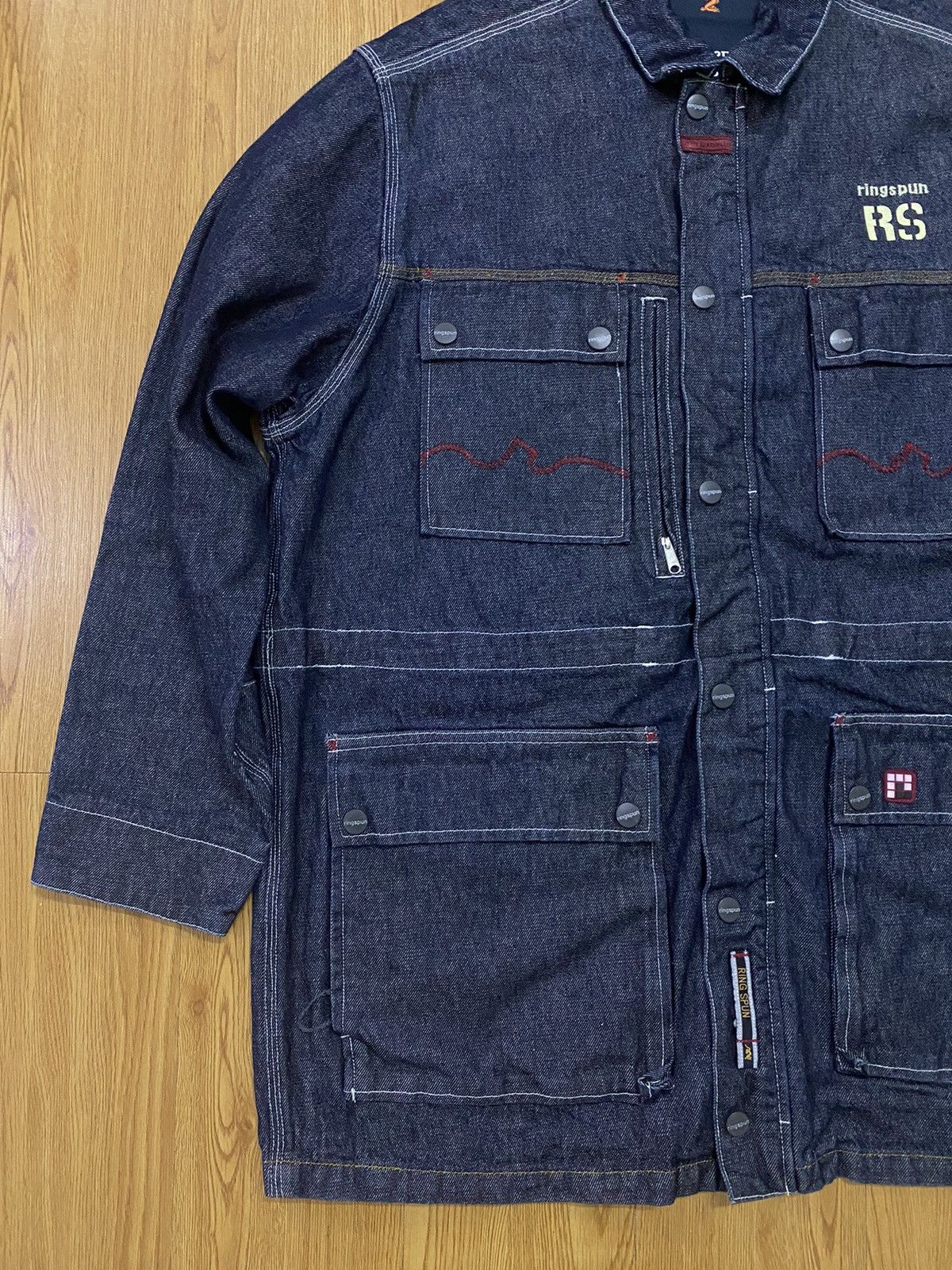 Japanese Brand × Ringspun Ringspun 2001 Denim Long Jacket Size US L / EU 52-54 / 3 - 5 Thumbnail