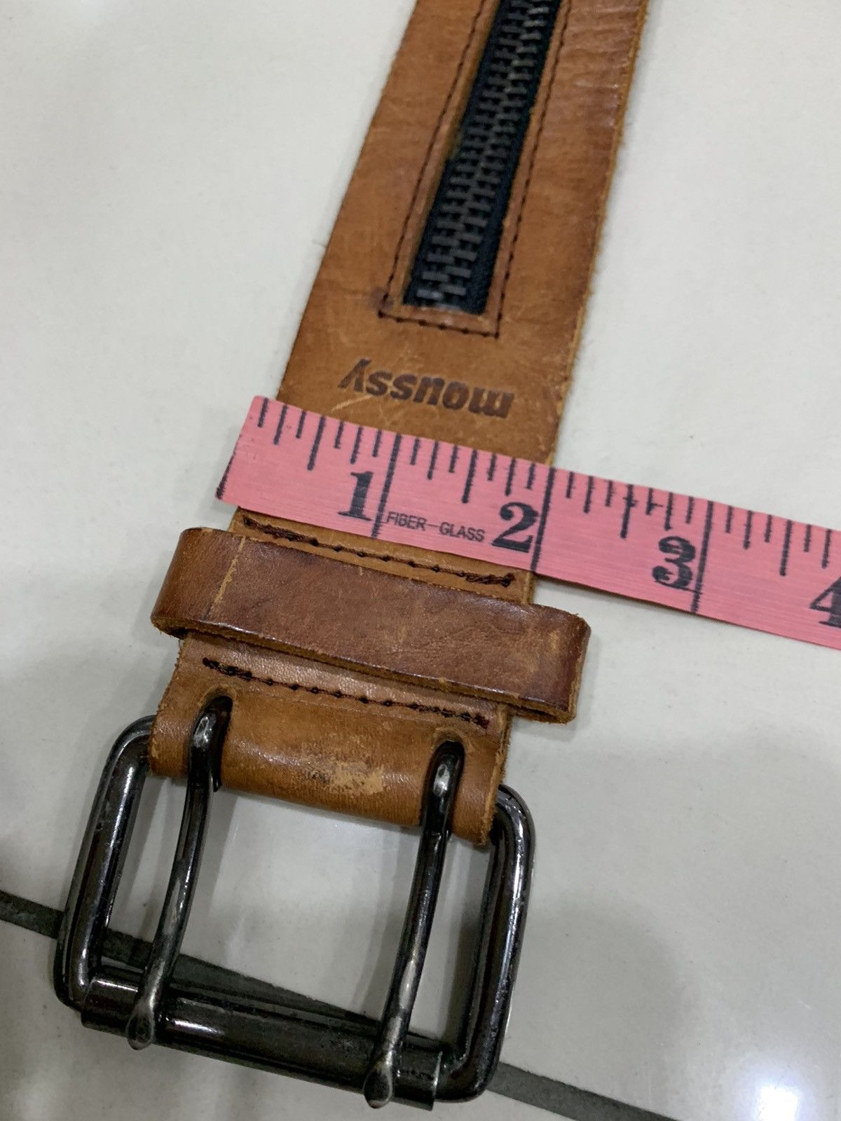 Japanese Brand MOUSSY ZIPPER LEATHER PUNK ROCK BELT Size ONE SIZE - 4 Thumbnail