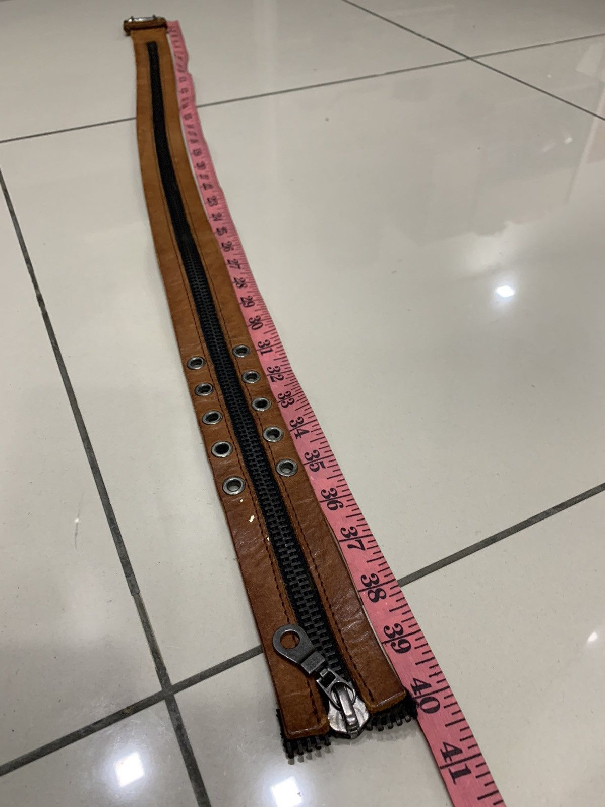 Japanese Brand MOUSSY ZIPPER LEATHER PUNK ROCK BELT Size ONE SIZE - 3 Thumbnail