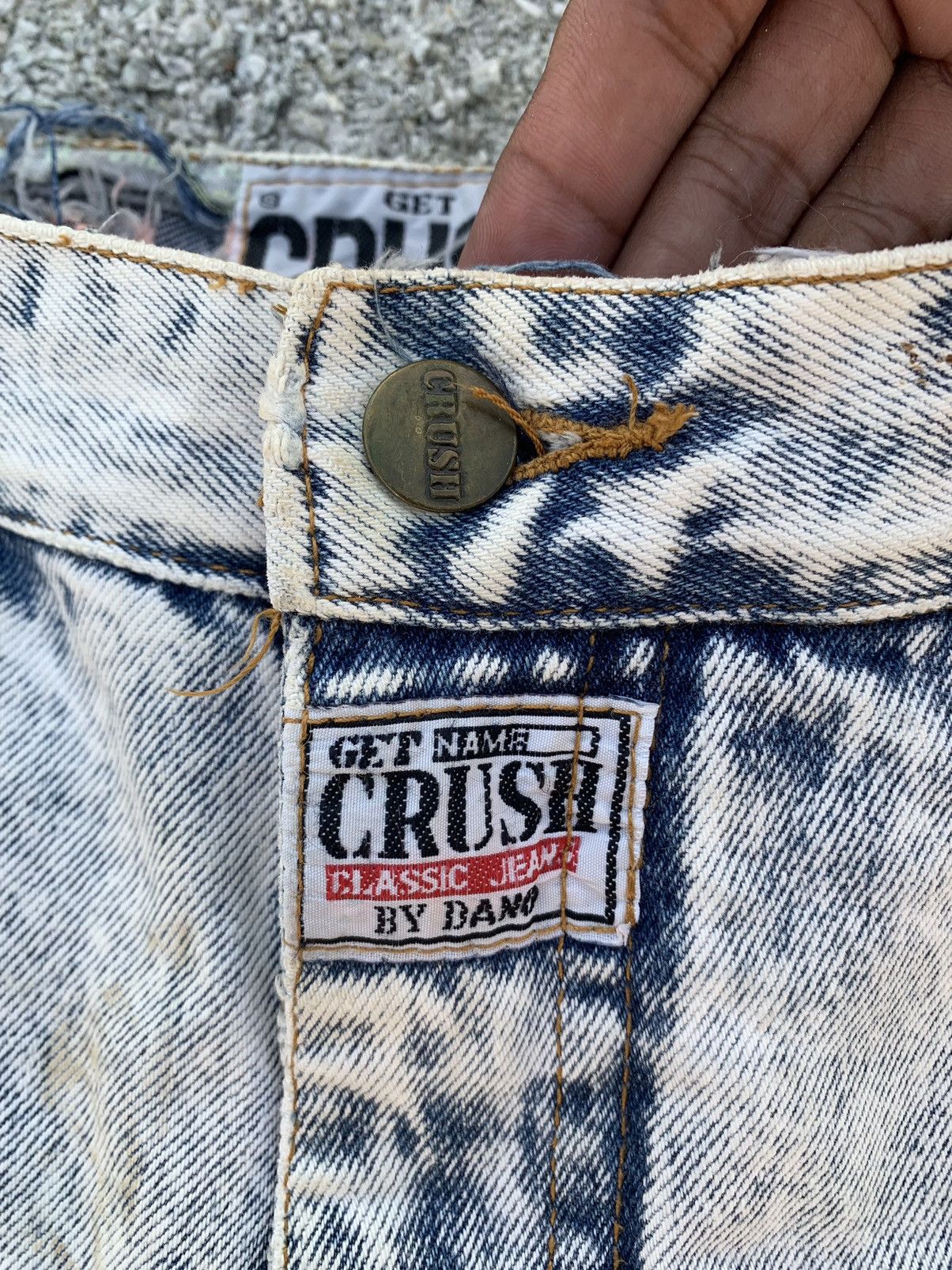 Vintage Vintage Crush Distressed Acidwash Denim Pant Size US 30 / EU 46 - 2 Thumbnail