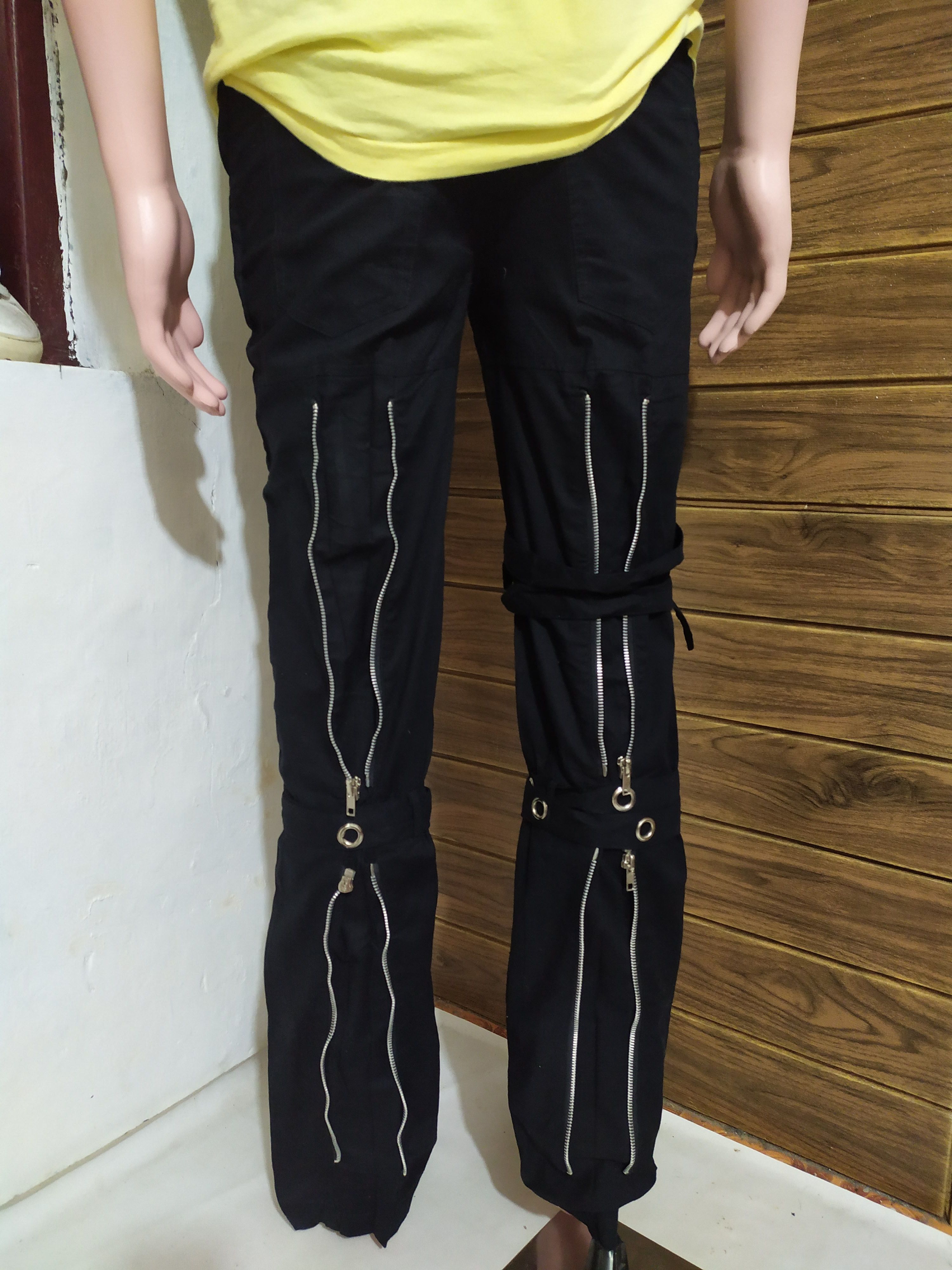 image of Rosselio Bondage Punk Zipper Pants in Black, Men's (Size 29)