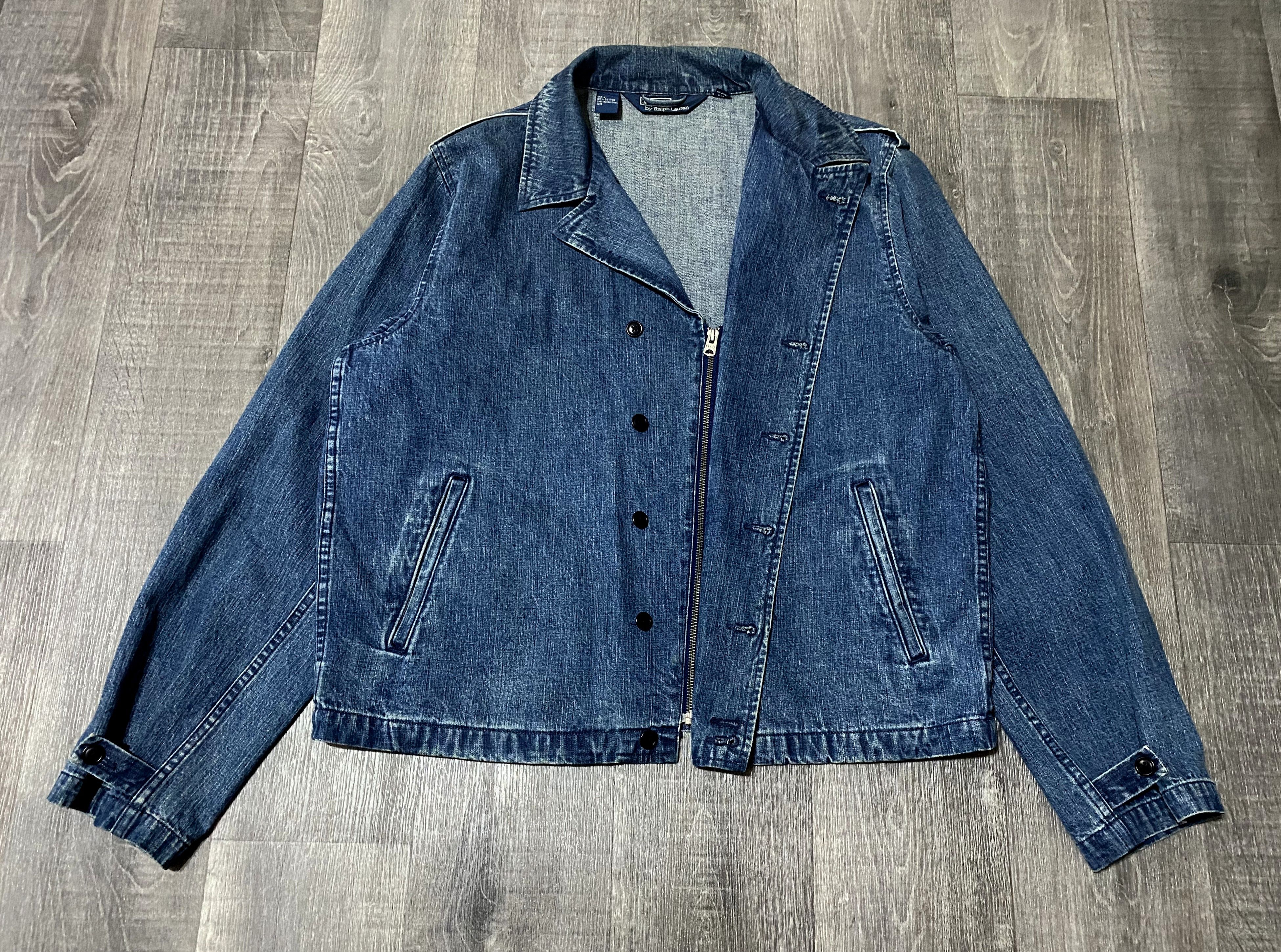 Polo Ralph Lauren Vintage Polo Ralph Lauren Asymmetrical Denim Biker Jacket Size US L / EU 52-54 / 3 - 3 Thumbnail