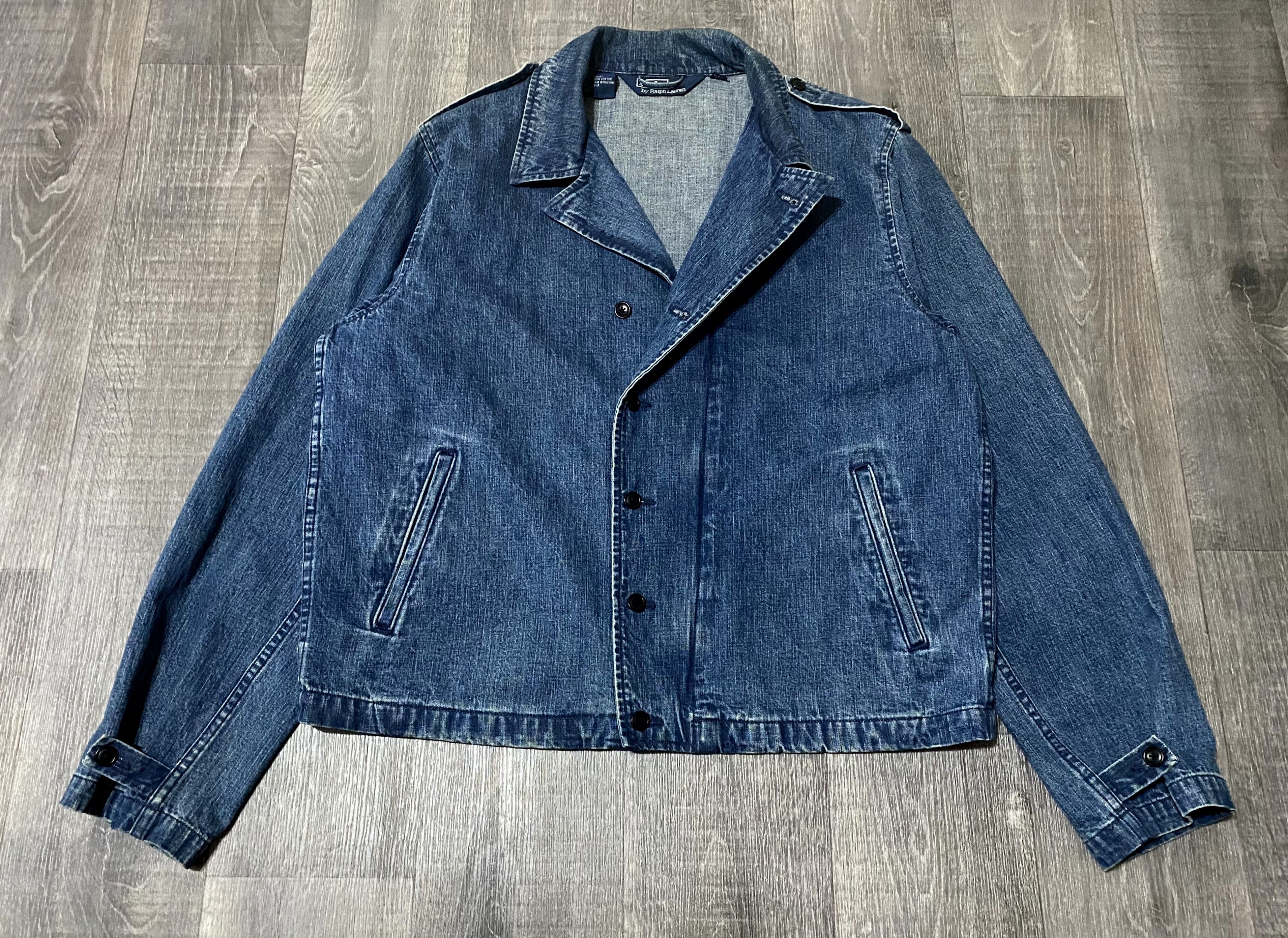 Polo Ralph Lauren Vintage Polo Ralph Lauren Asymmetrical Denim Biker Jacket Size US L / EU 52-54 / 3 - 2 Thumbnail