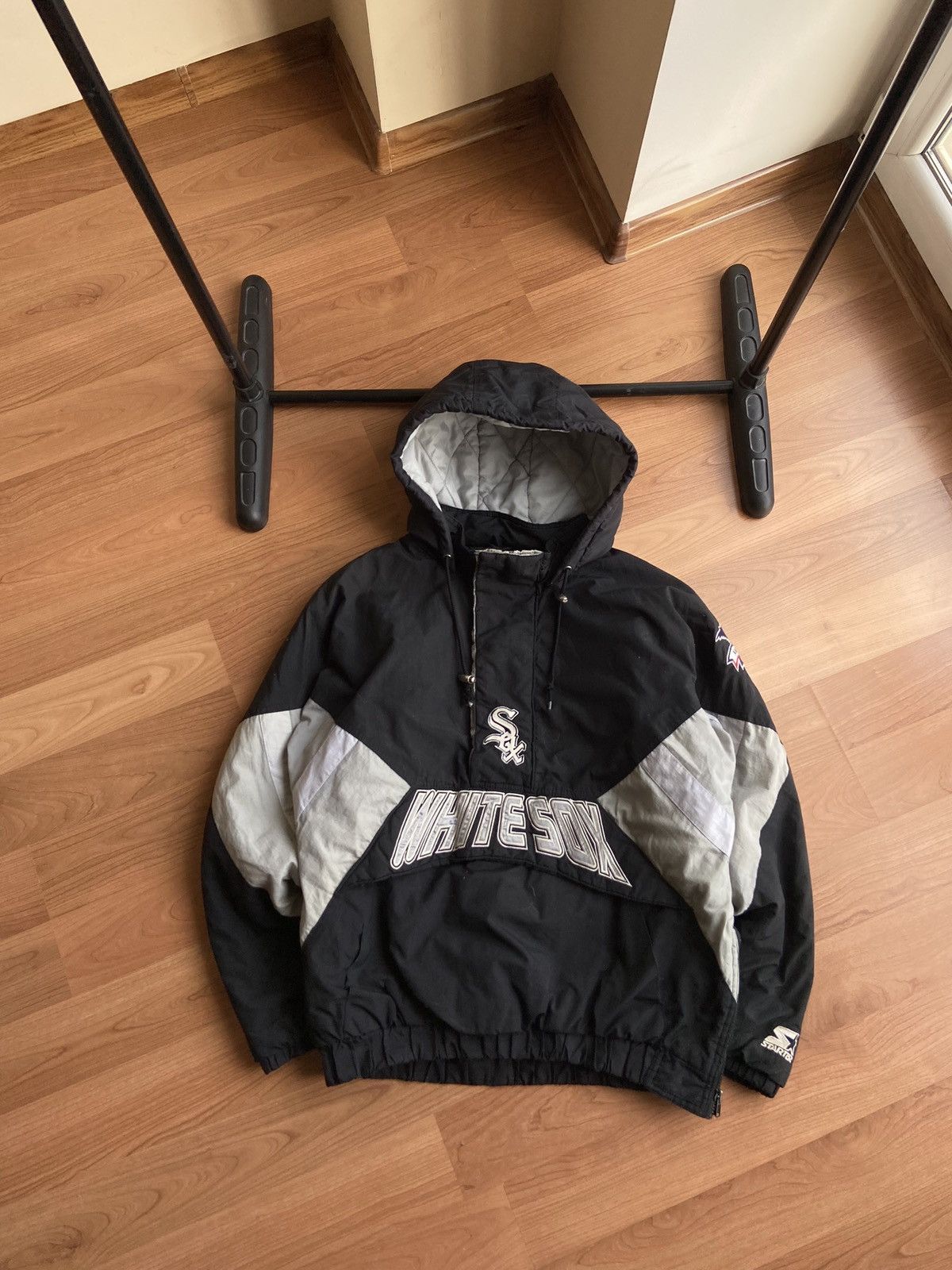 Pre-owned Starter X Vintage Starter White Sox Mlb Anorak Bomber Jacket In Black