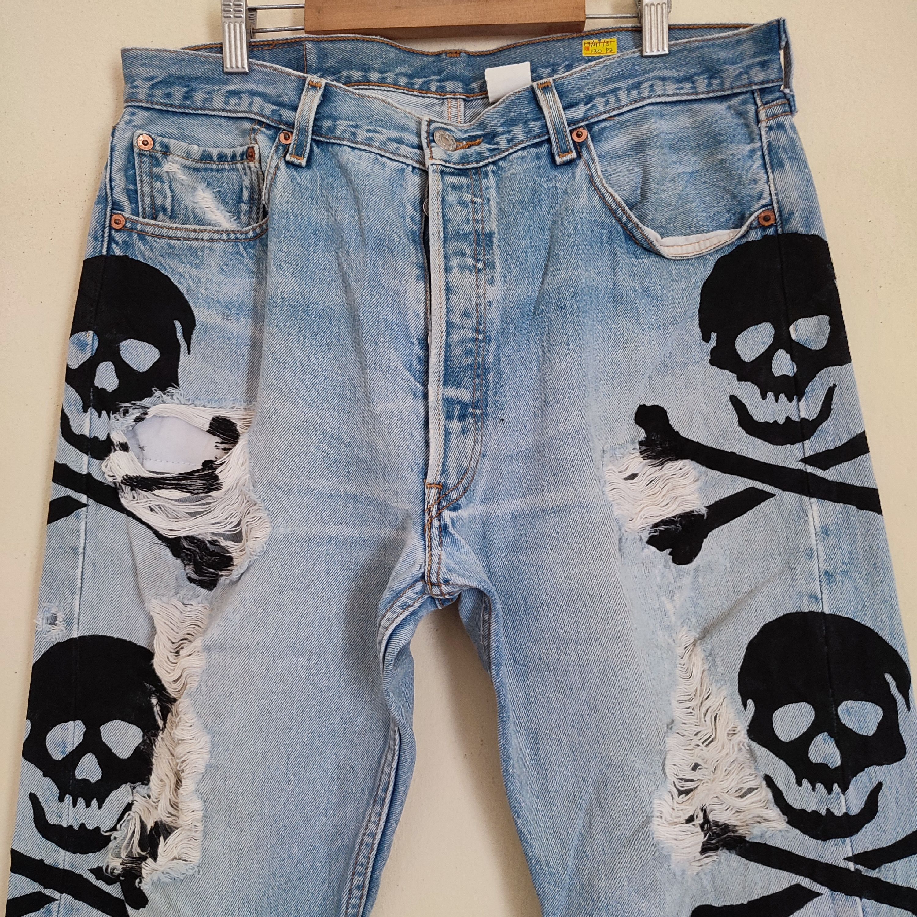 Levi's × Vintage Vintage 90's Levi's Custom Skull Style Distressed Jeans Size US 34 / EU 50 - 2 Thumbnail