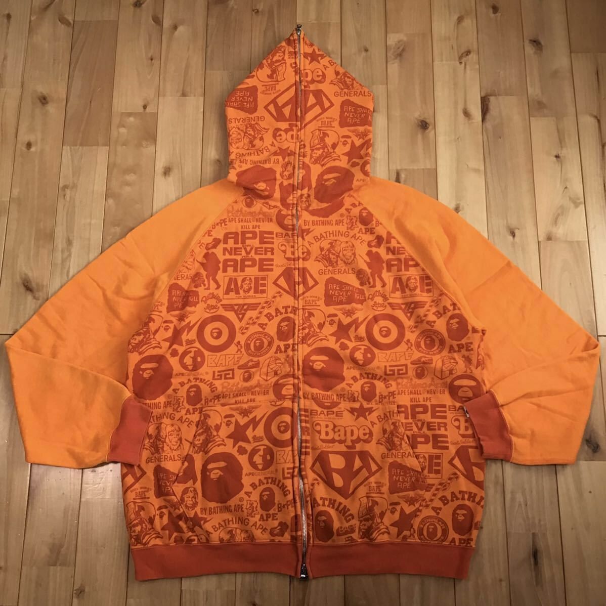 BAPE MIX logo full zip hoodie orange a bathing ape NIGO