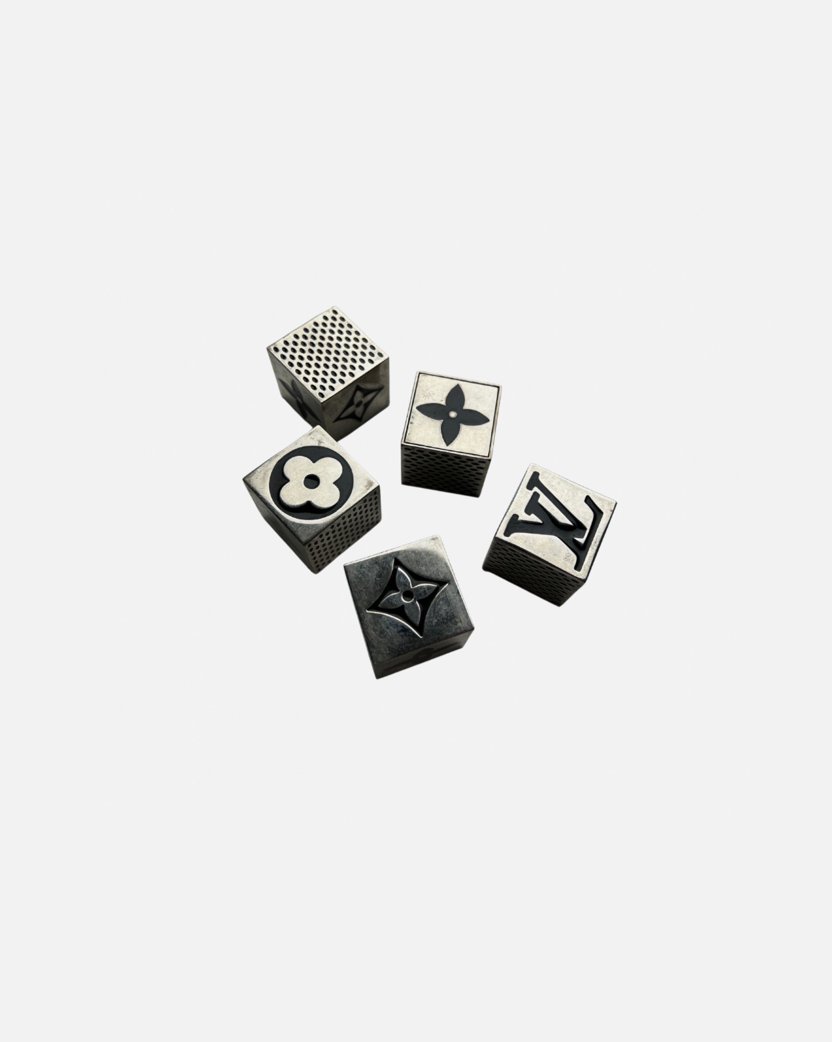 Louis Vuitton Louis Vuitton Black x Silver Tone Cube Dice Game Set