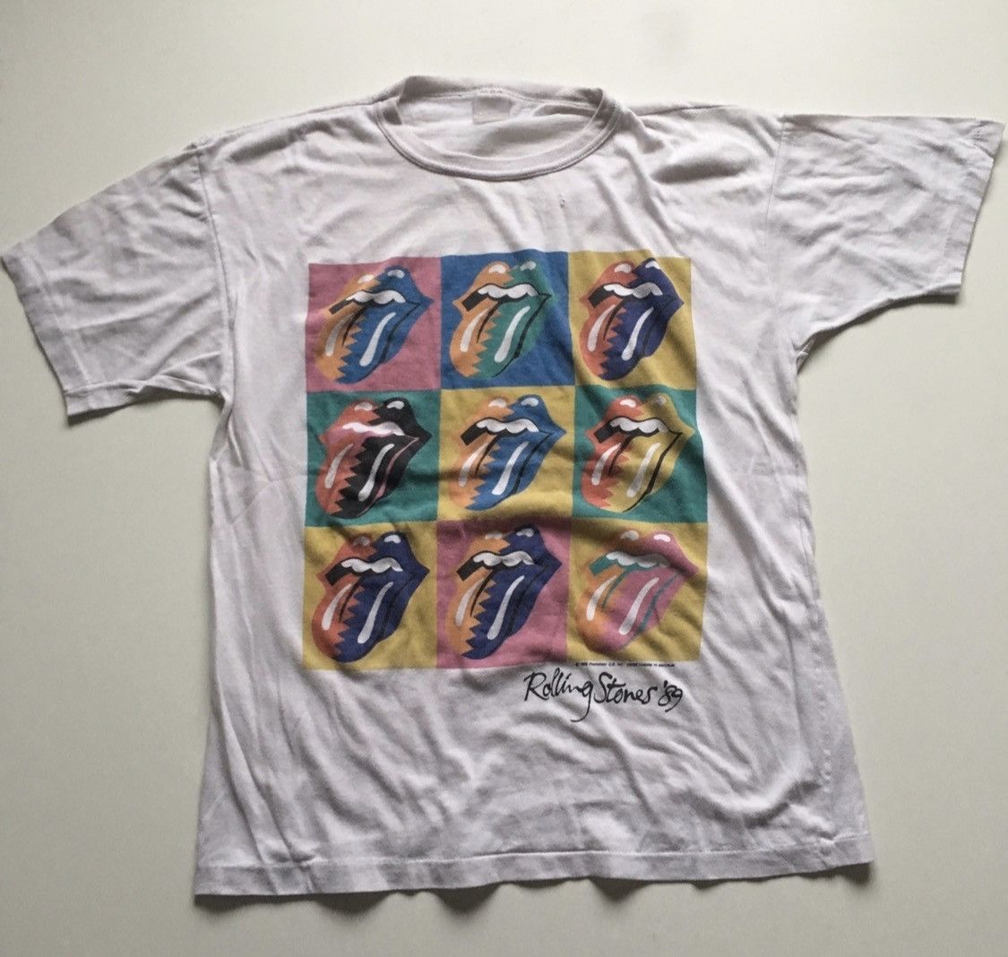 image of Band Tees x The Rolling Stones Vintage 80's The Rolling Stones Band Graphic T Shirt Large in White 