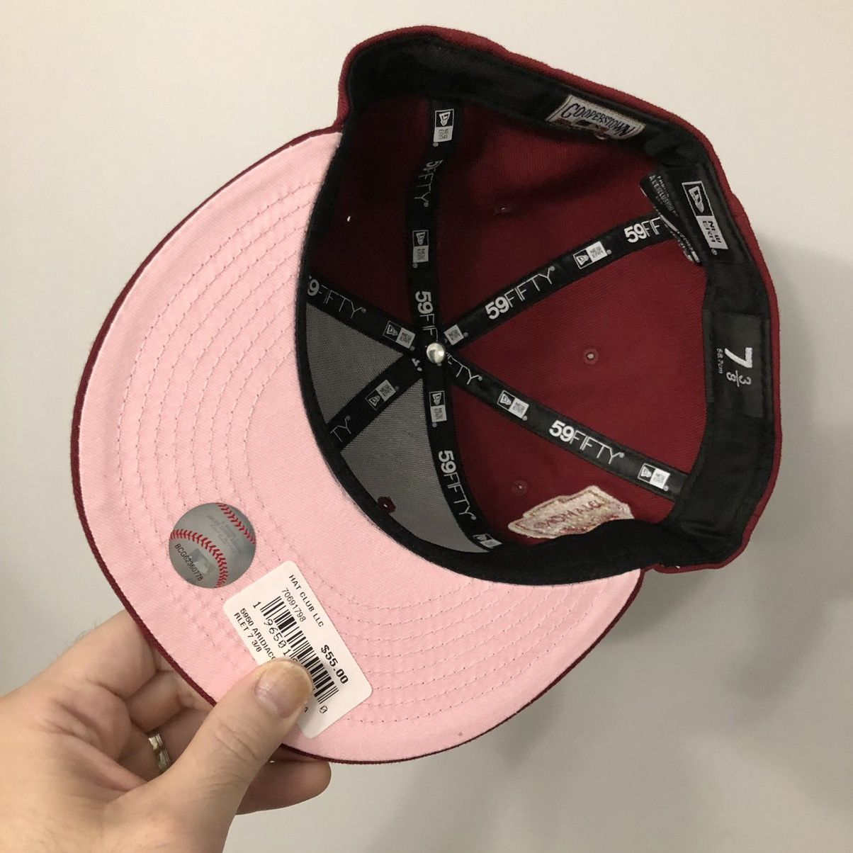 Hat Club × MLB × New Era 🍰 7 3/8 Hat Club Red Velvet Arizona Diamondbacks Pink UV Size ONE SIZE - 6 Thumbnail