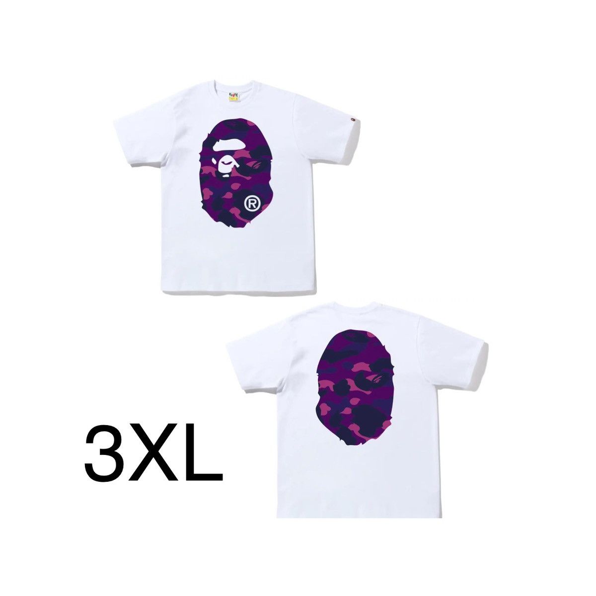 image of (3Xl)Bape Color Camo Big Ape Head T-Shirt White/purple, Men's (Size 2XL)