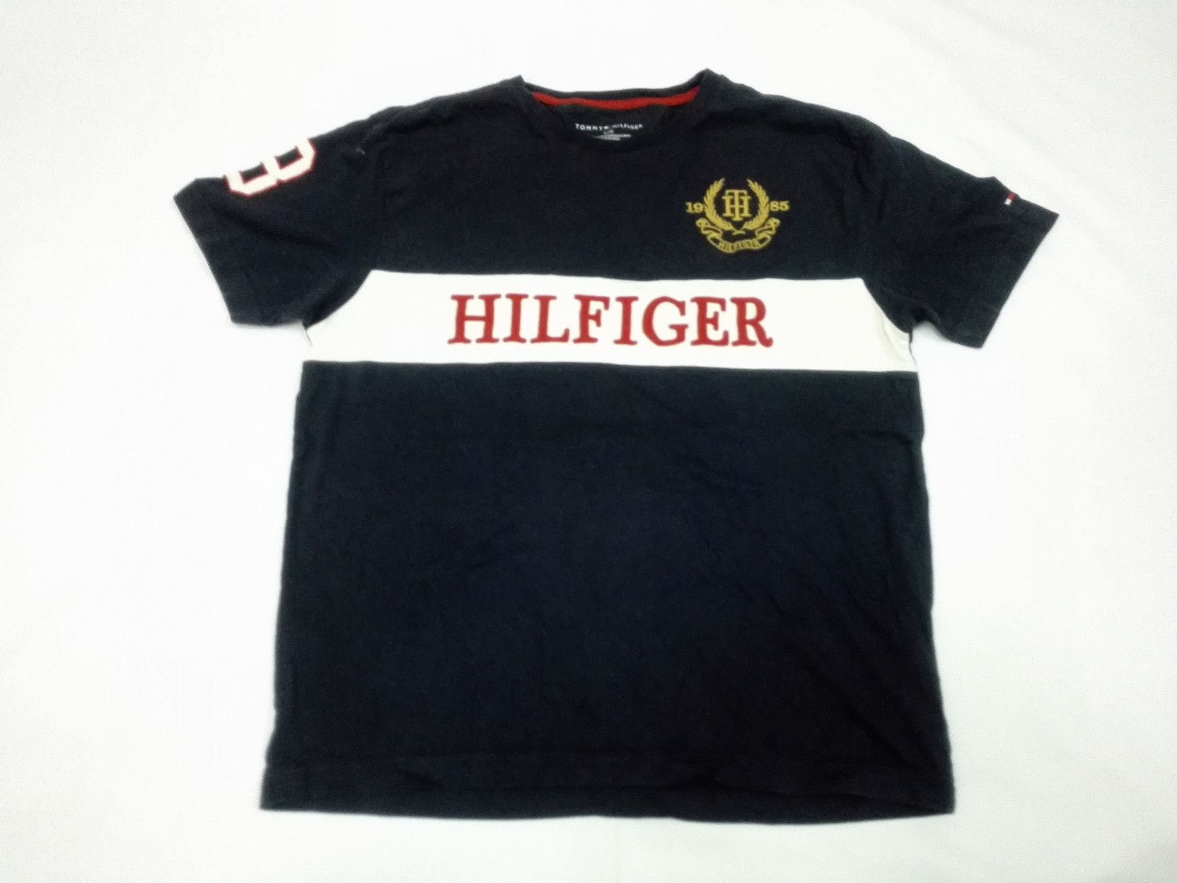 image of Tommy Hilfiger Th 85 Spell Out Logo Tee in Black, Women's (Size Large)