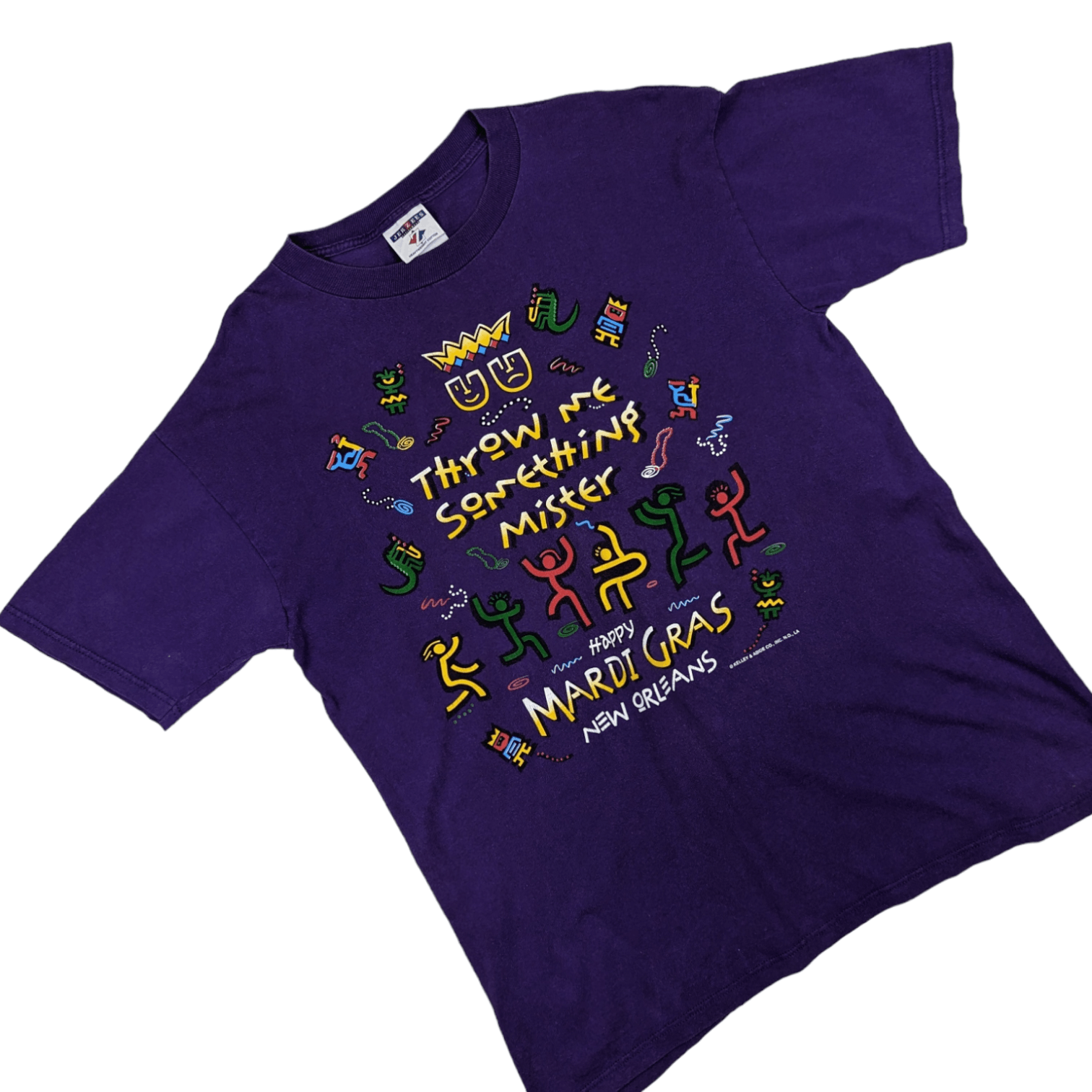 Jerzees × Vintage 2000's JERZEES Happy Mardy Gras fat Tuesday Graphic T-Shirt Size US M / EU 48-50 / 2 - 2 Thumbnail