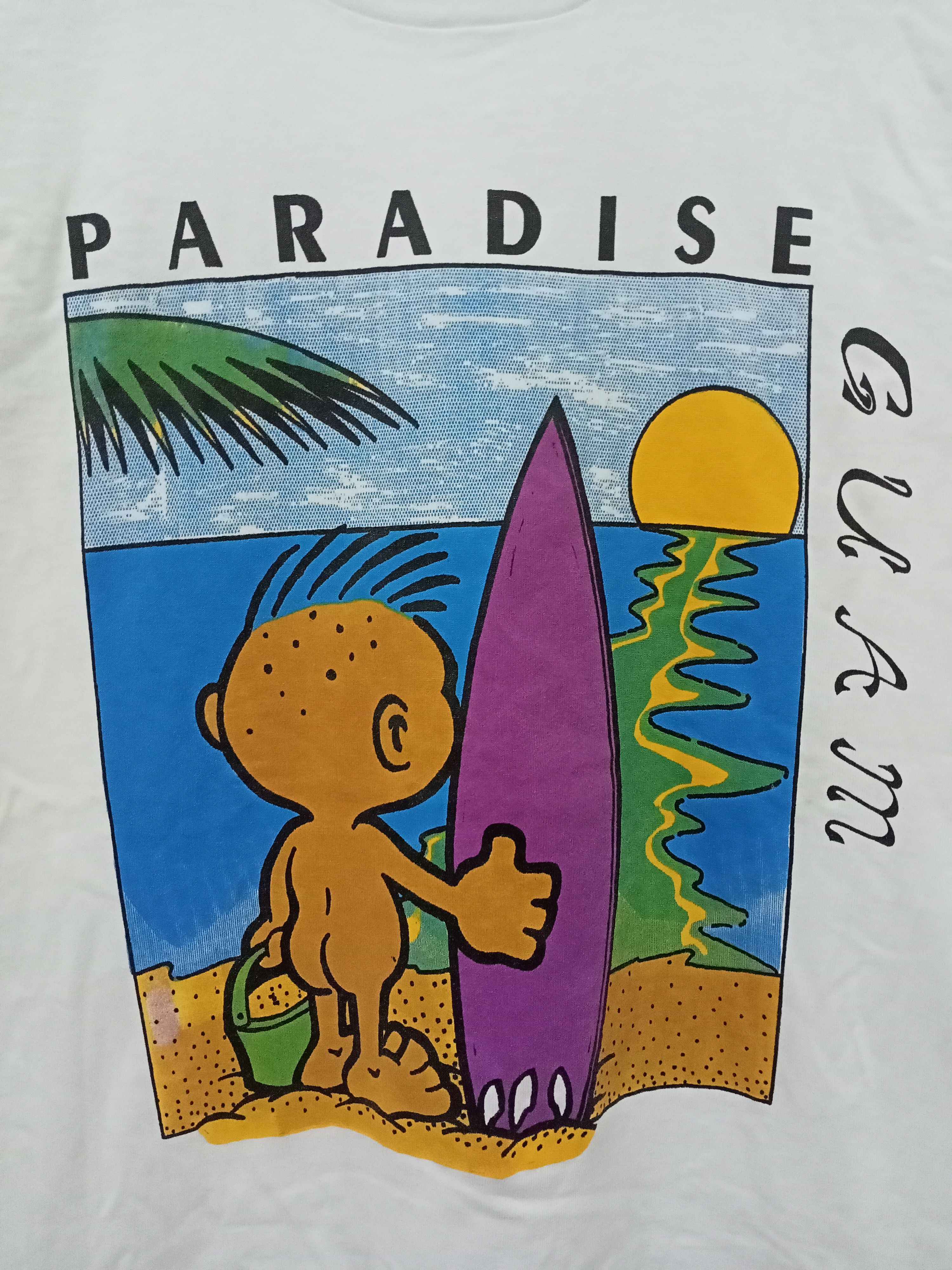 Vintage Vintage 90's Paradise Guam Surfing Art T-shirt Size US S / EU 44-46 / 1 - 2 Thumbnail