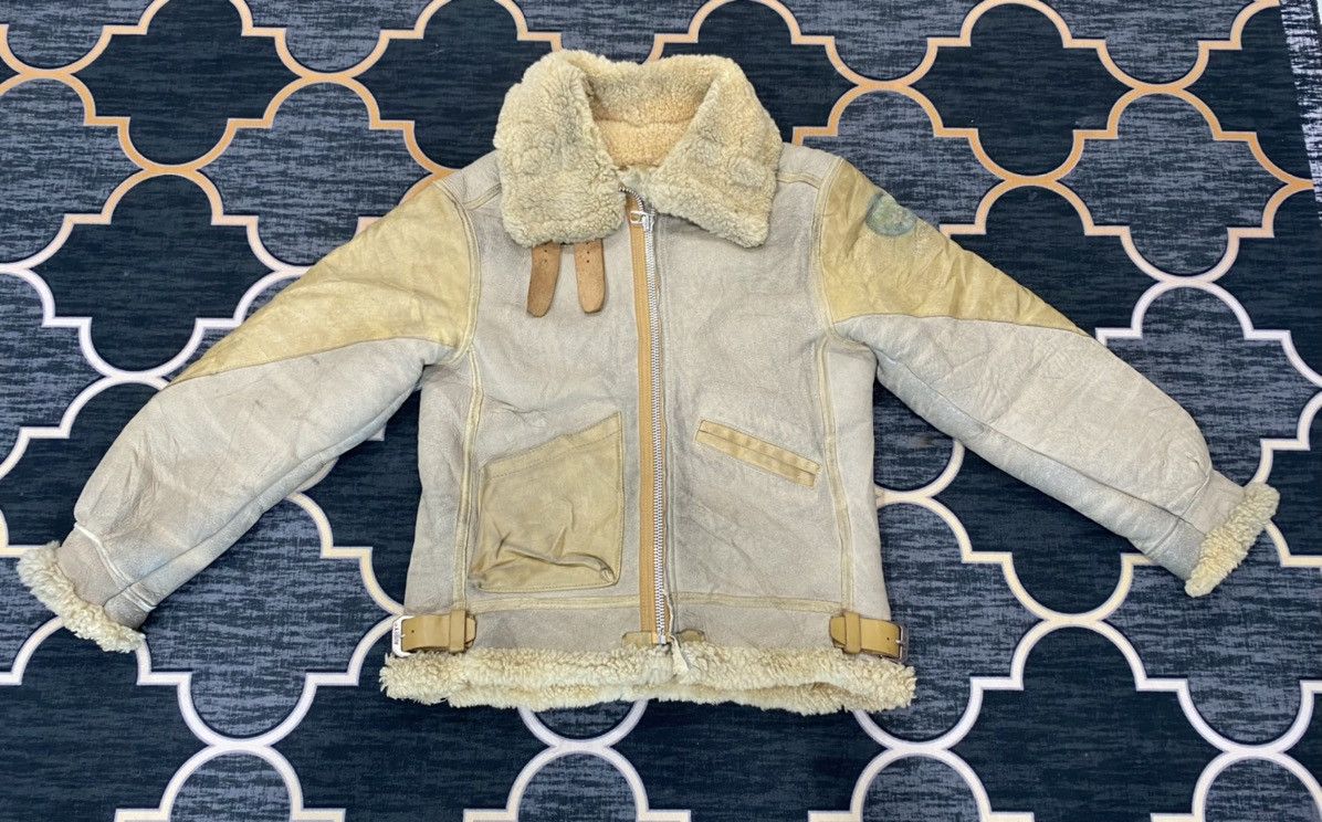 image of Avirex Shearling Type B3 Jacket Sheep Skin Cockpit in Cream, Men's (Size Medium)