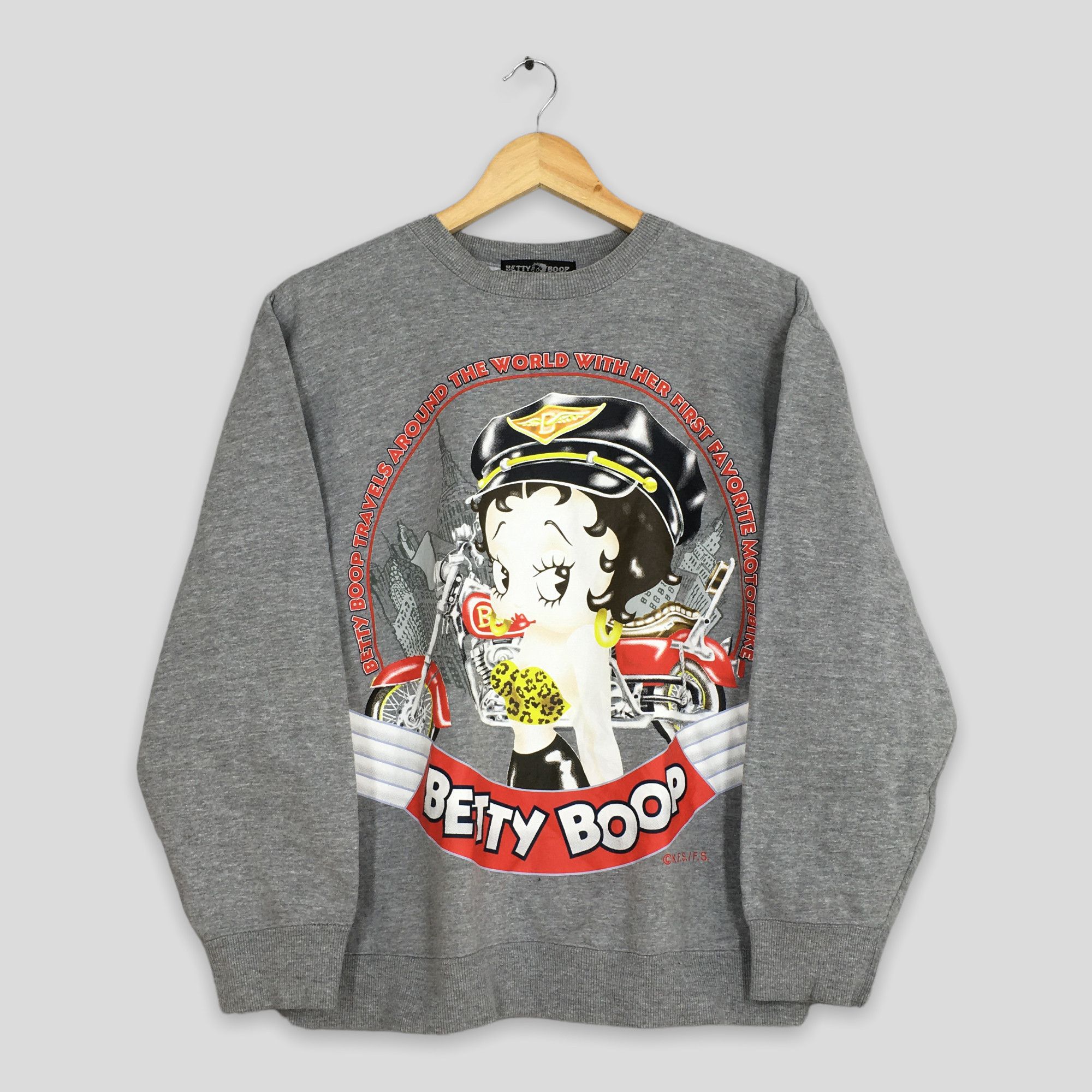 image of Disney x Vintage Betty Boop Cartoon Gray Sweatshirt Medium in Grey, Men's