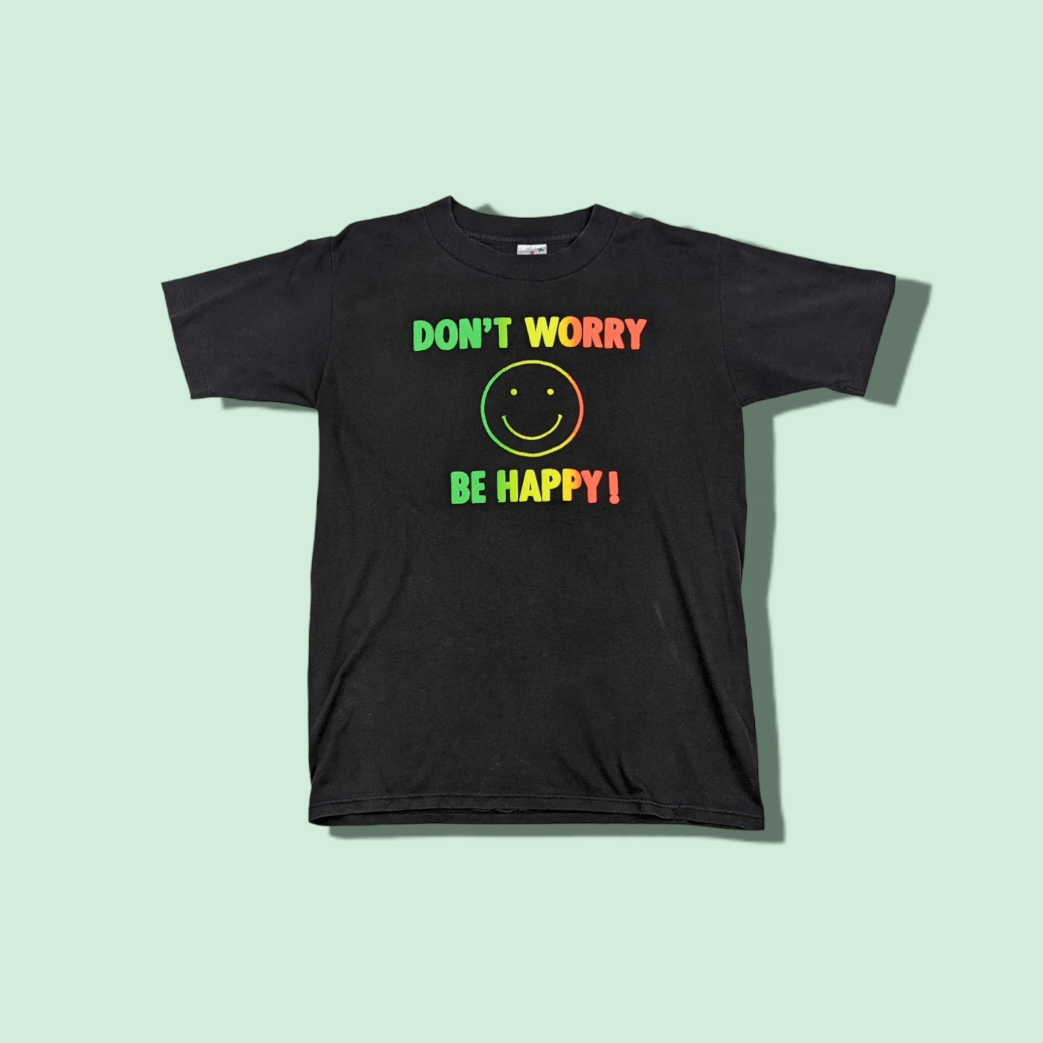 Vintage 80's MILLER Don't Worry Be Happy Smiley Tee Single Stitches Size US L / EU 52-54 / 3 - 1 Thumbnail