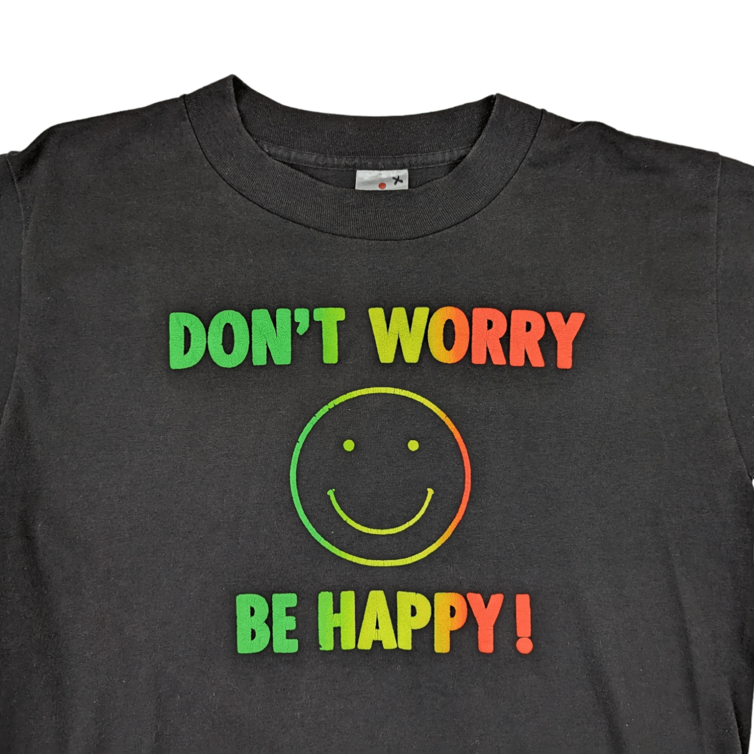 Vintage 80's MILLER Don't Worry Be Happy Smiley Tee Single Stitches Size US L / EU 52-54 / 3 - 4 Thumbnail