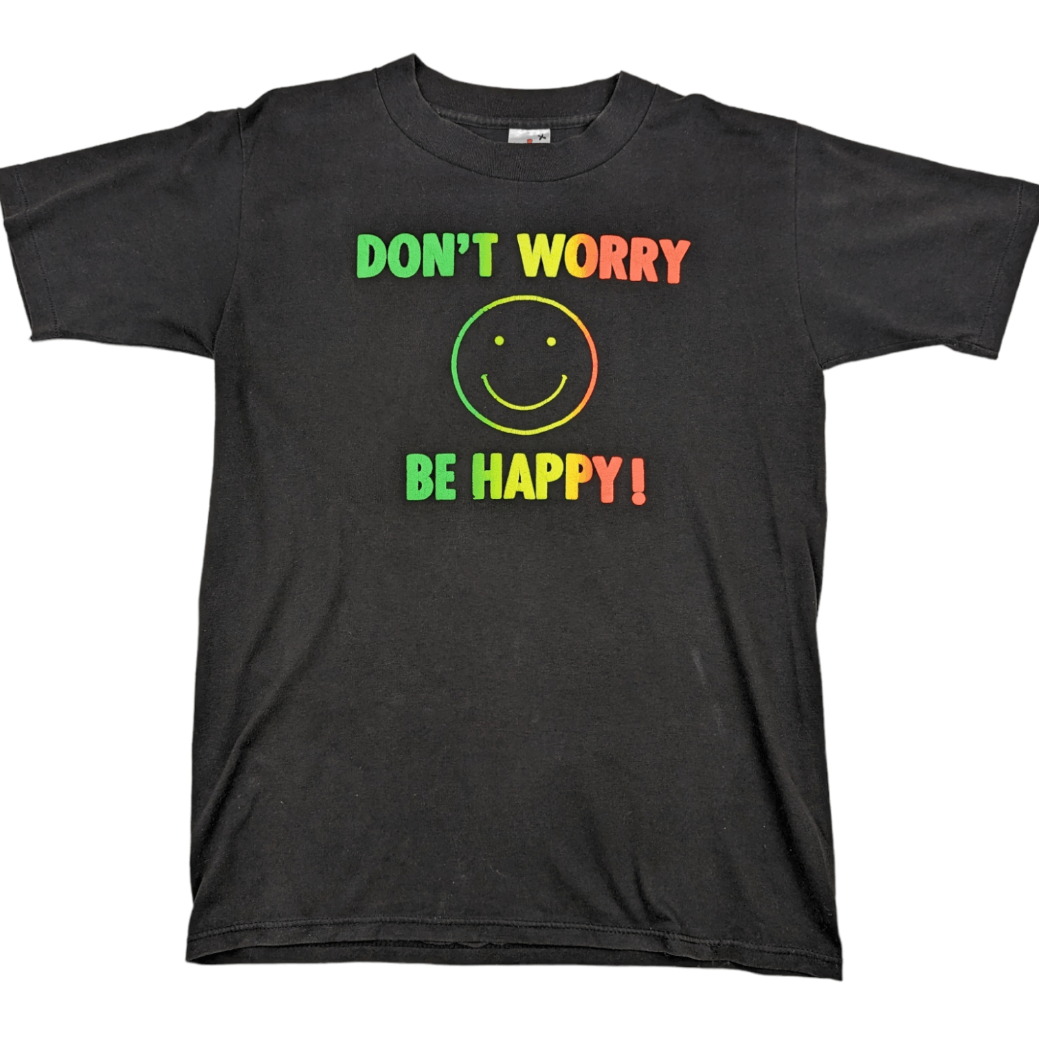 Vintage 80's MILLER Don't Worry Be Happy Smiley Tee Single Stitches Size US L / EU 52-54 / 3 - 3 Thumbnail