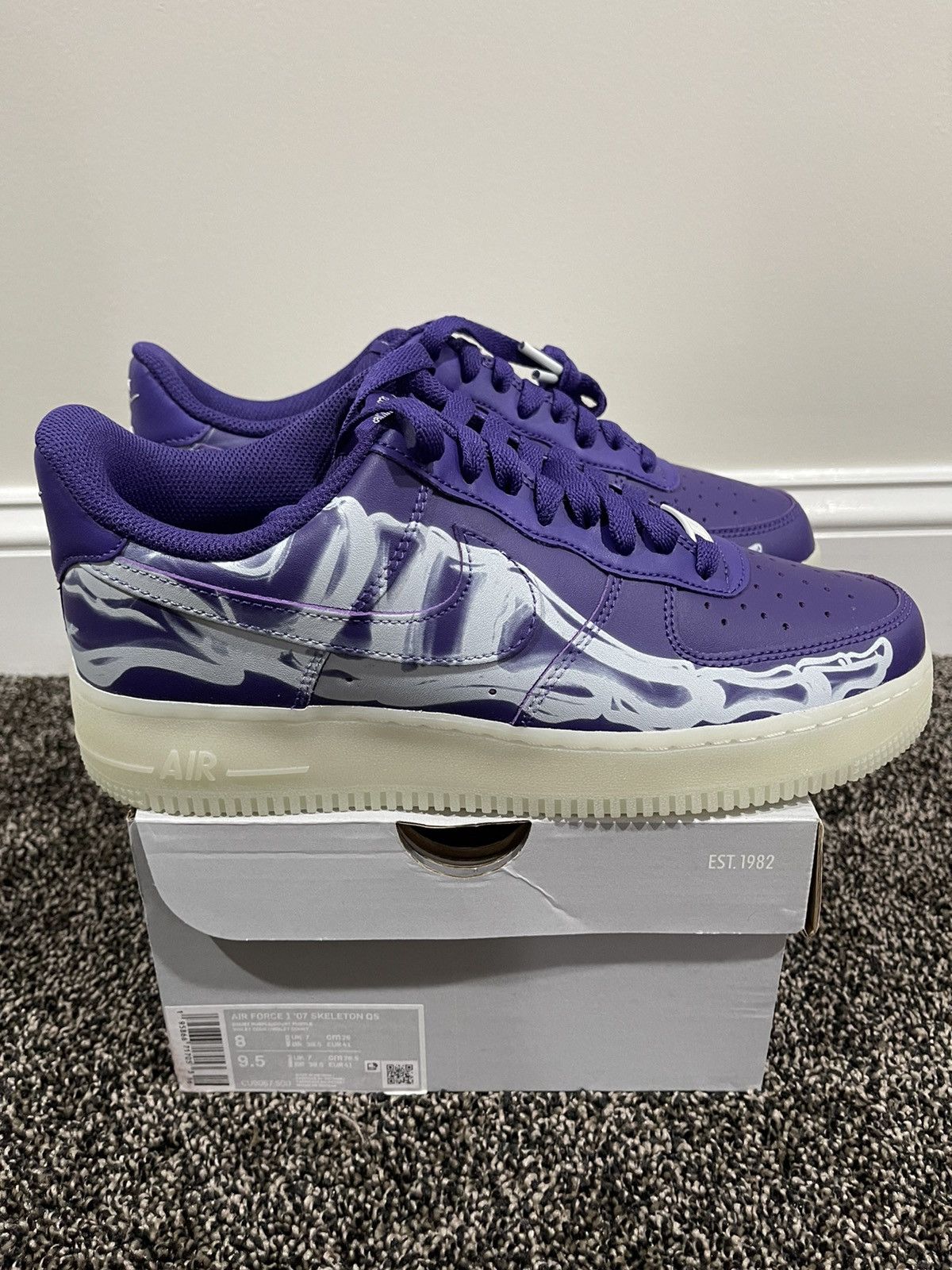 Nike Nike Air Force 1 Low 07 QS Skeleton Halloween Purple 2021 Size US 8 / EU 41 - 4 Thumbnail