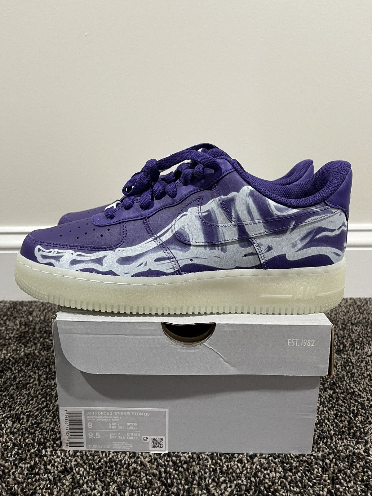 Nike Nike Air Force 1 Low 07 QS Skeleton Halloween Purple 2021 Size US 8 / EU 41 - 2 Thumbnail