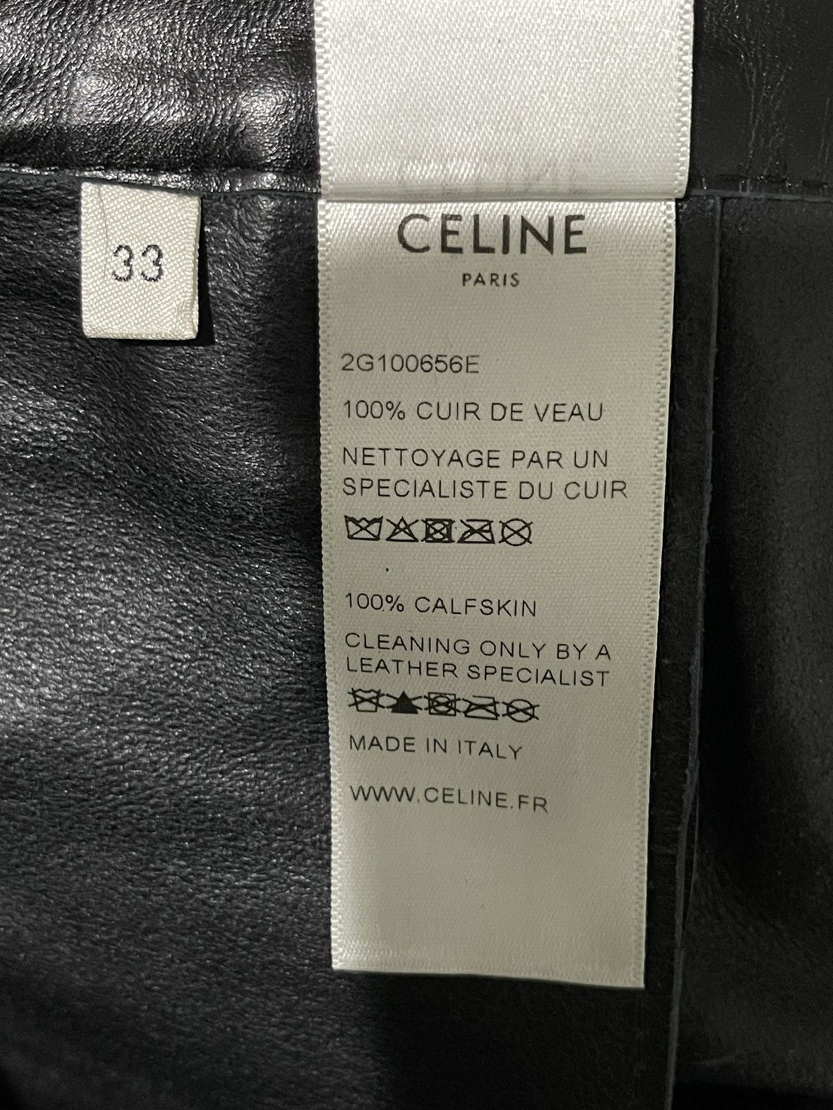 Celine × Hedi Slimane Celine x Hedi Slimane FW19 Black Calfskin Leather Pants Size US 33 - 11 Thumbnail