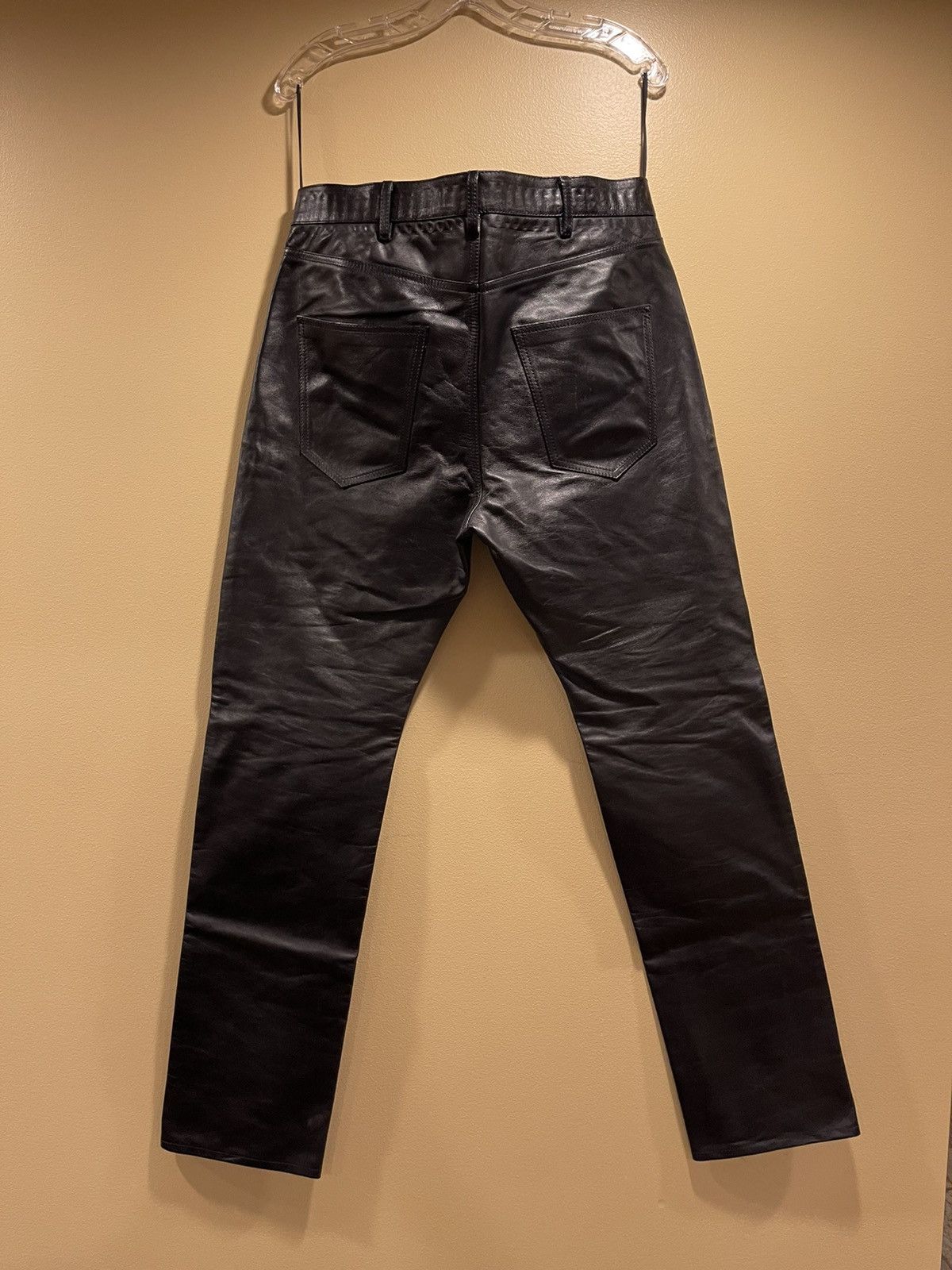 Celine × Hedi Slimane Celine x Hedi Slimane FW19 Black Calfskin Leather Pants Size US 33 - 2 Thumbnail