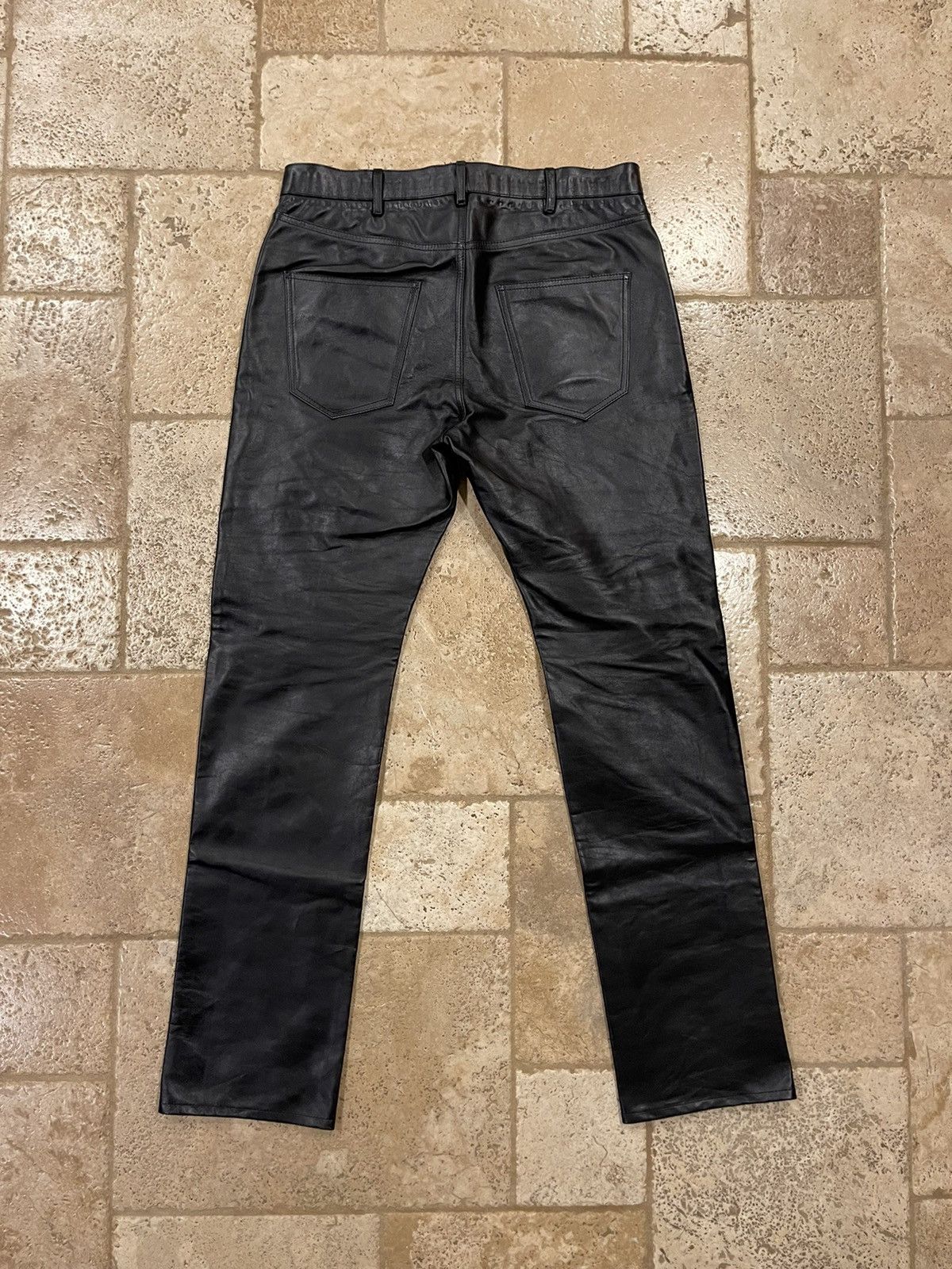 Celine × Hedi Slimane Celine x Hedi Slimane FW19 Black Calfskin Leather Pants Size US 33 - 7 Thumbnail