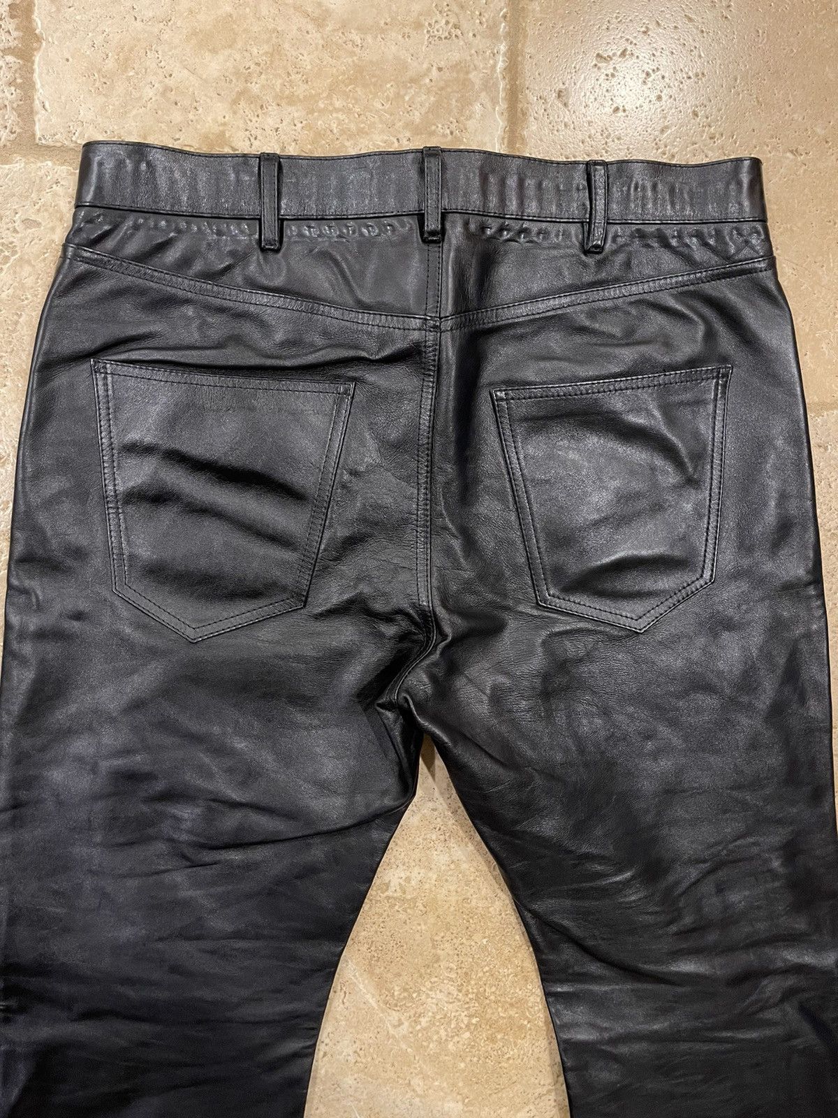 Celine × Hedi Slimane Celine x Hedi Slimane FW19 Black Calfskin Leather Pants Size US 33 - 9 Thumbnail