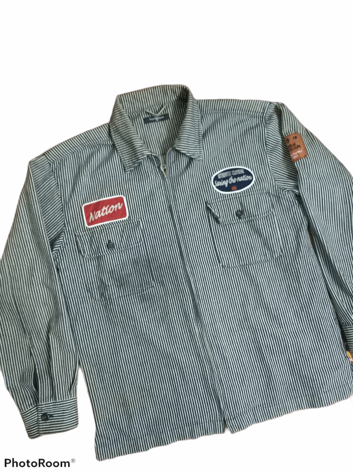 Japanese Brand 🔥Hickory Stripe Patches Zipper Work Jacket Size US M / EU 48-50 / 2 - 11 Thumbnail