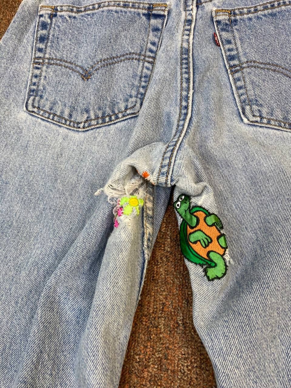 Levi's vintage levis 550 relaxed fit distressed rework denim Size US 31 - 7 Thumbnail