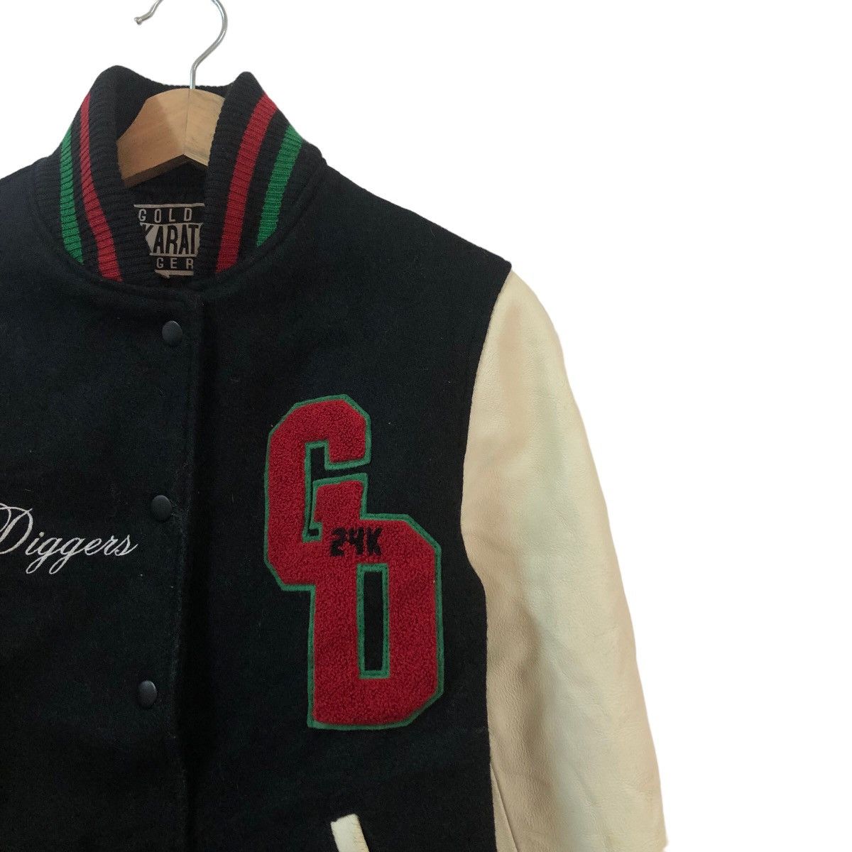 Japanese Brand VINTAGE VARSITY JACKET LEATHER HANDLING 24KARAT BIG LOGO Size US S / EU 44-46 / 1 - 4 Thumbnail