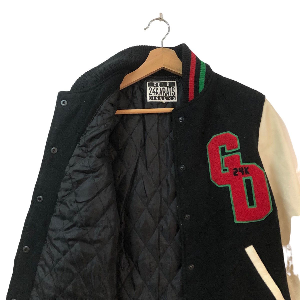 Japanese Brand VINTAGE VARSITY JACKET LEATHER HANDLING 24KARAT BIG LOGO Size US S / EU 44-46 / 1 - 6 Thumbnail