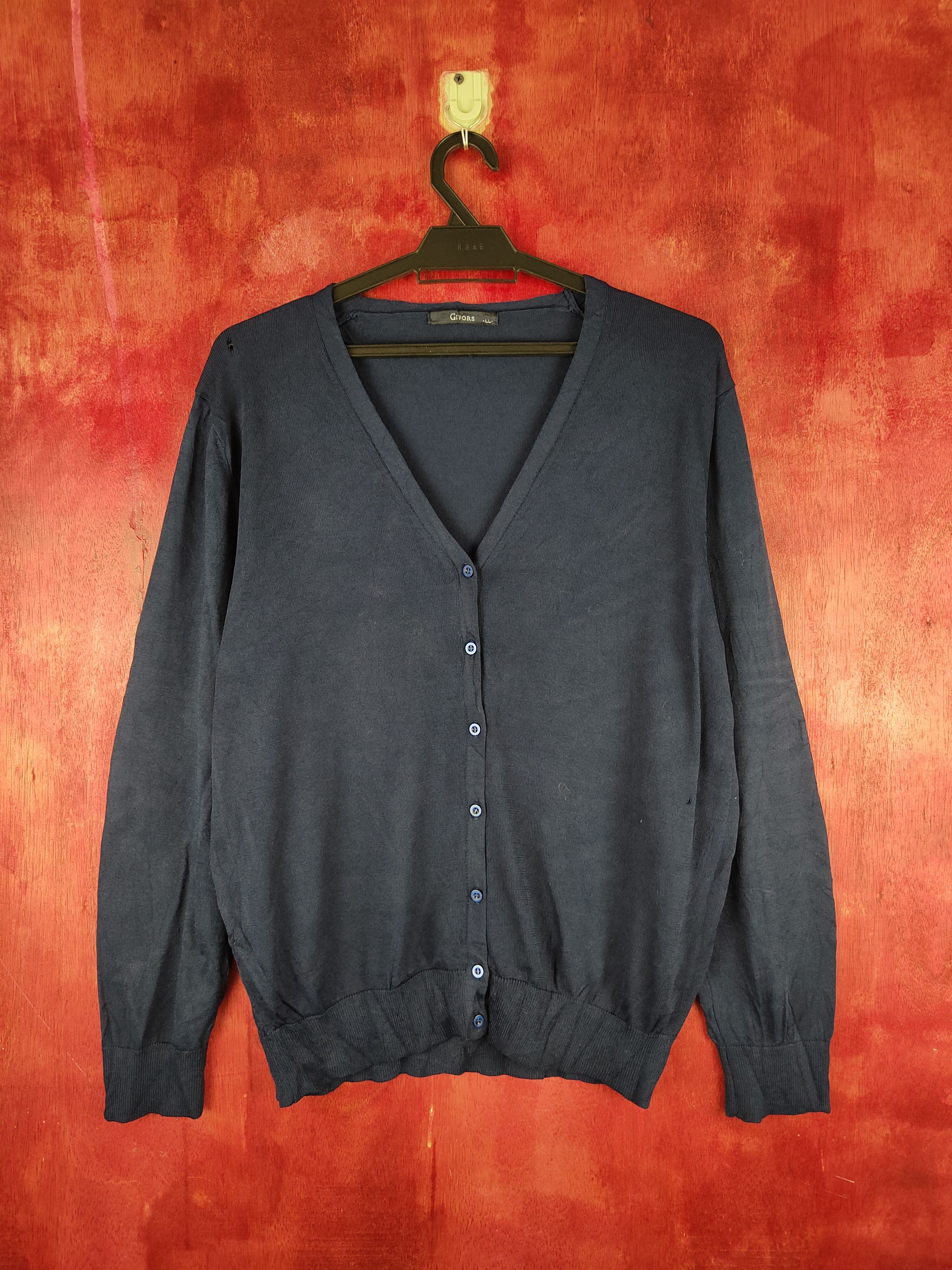 Japanese Brand Givors Navy vintage knitwear Cardigan #S867 Size L / US 10 / IT 46 - 1 Thumbnail