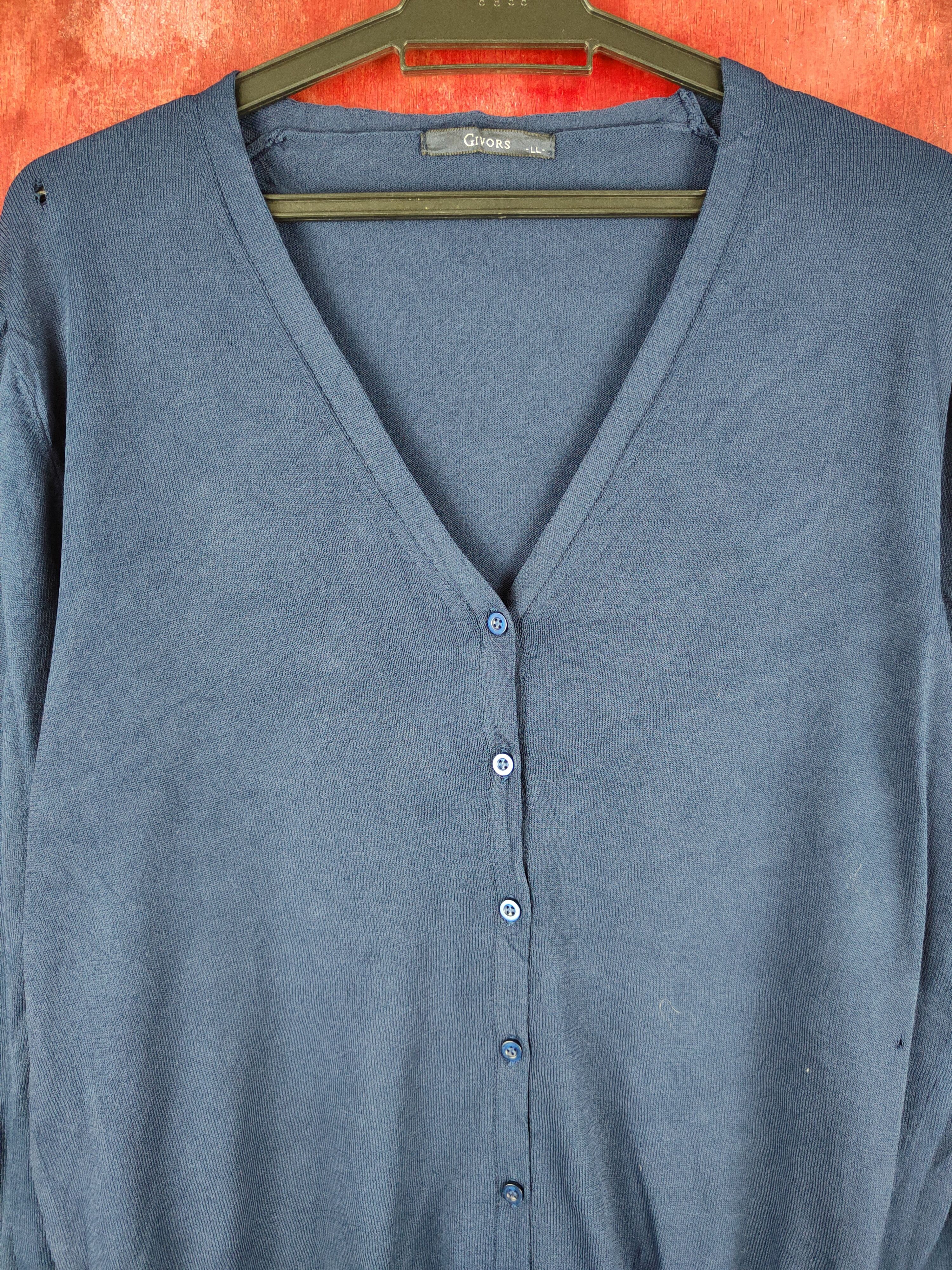 Japanese Brand Givors Navy vintage knitwear Cardigan #S867 Size L / US 10 / IT 46 - 2 Thumbnail