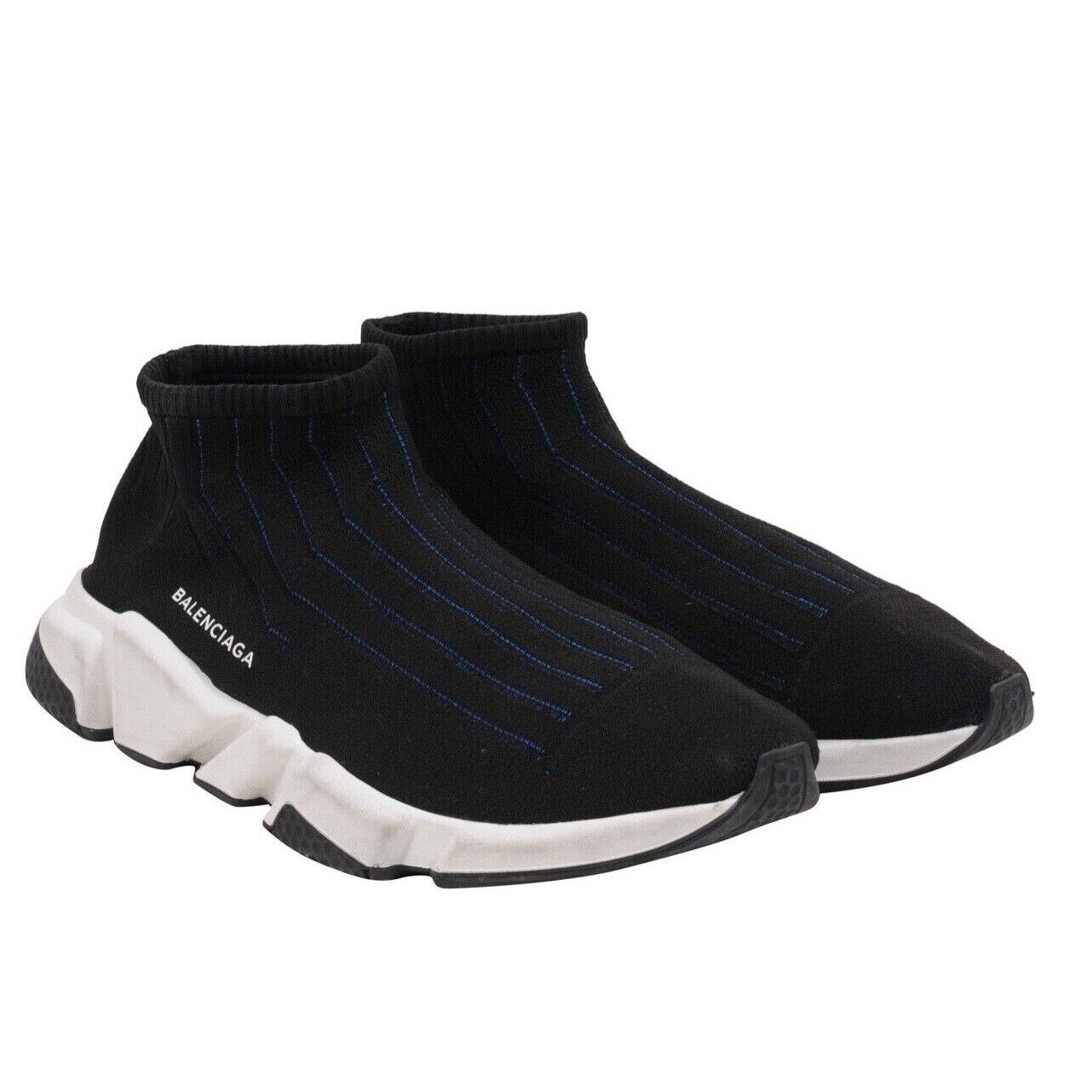 Balenciaga Speed Sock Trainers Black White Blue Sneakers Size US 12 / EU 45 - 9 Thumbnail