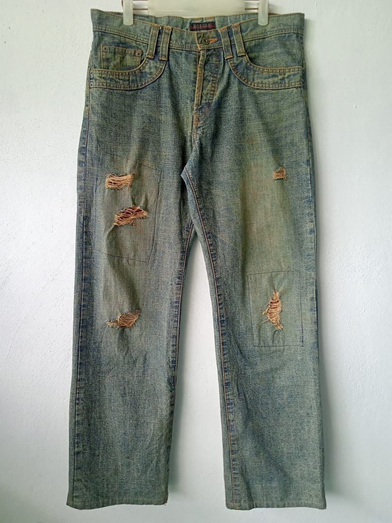 Morgan Homme Morgan Homme Distressed Ripped Patchwork Baggy Denim Size US 34 / EU 50 - 1 Thumbnail
