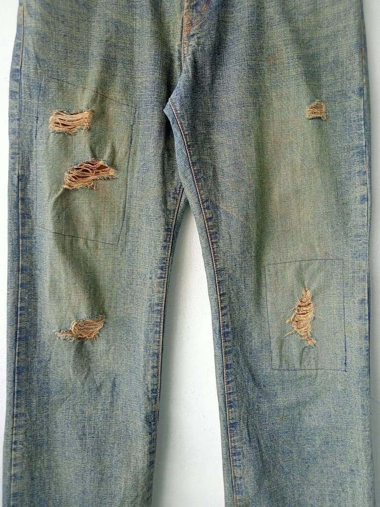 Morgan Homme Morgan Homme Distressed Ripped Patchwork Baggy Denim Size US 34 / EU 50 - 3 Thumbnail