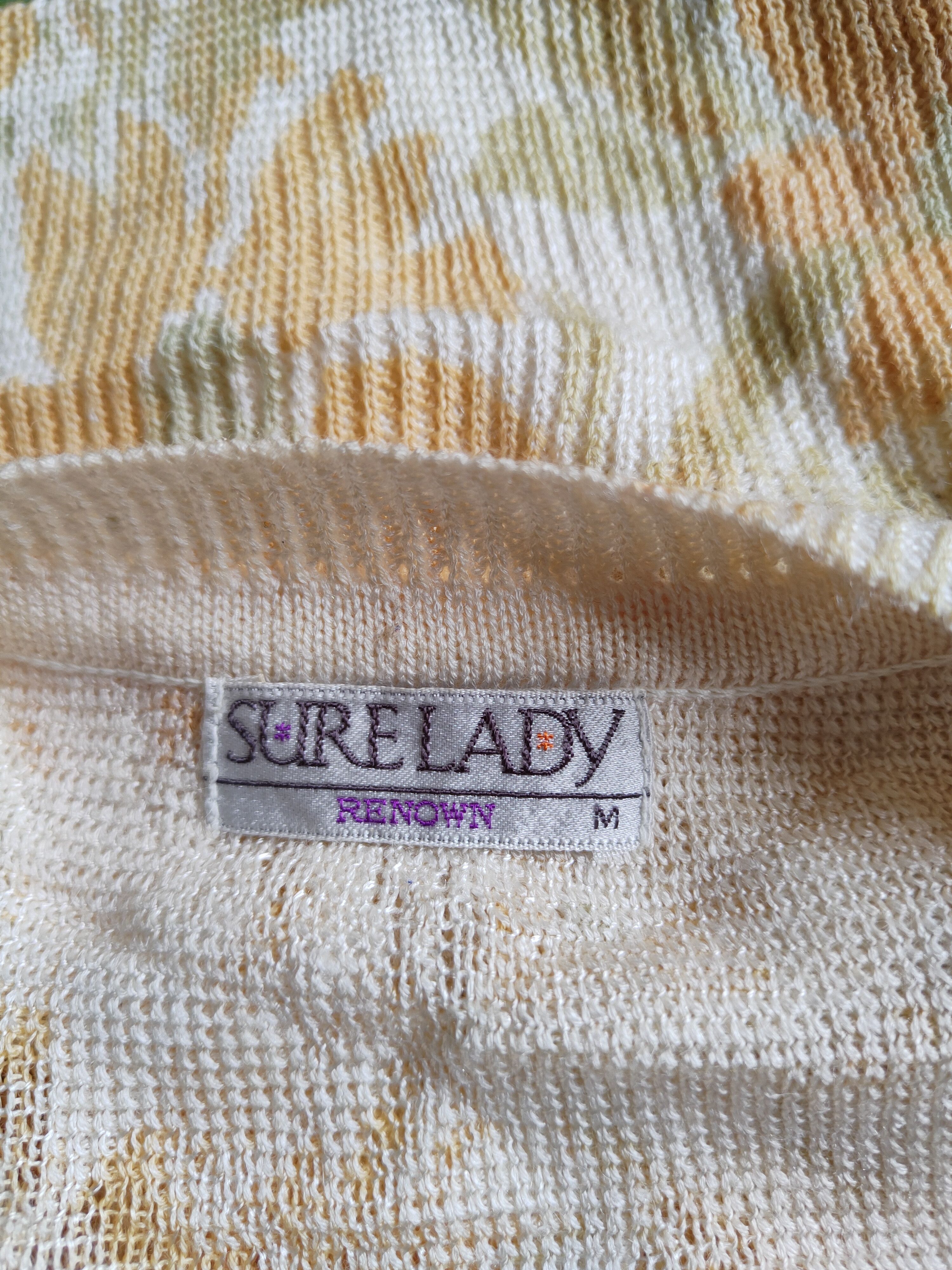 Vintage Sure Lady-Renown flower Yellow Knitwear Cardigan #S860 Size M / US 6-8 / IT 42-44 - 11 Thumbnail