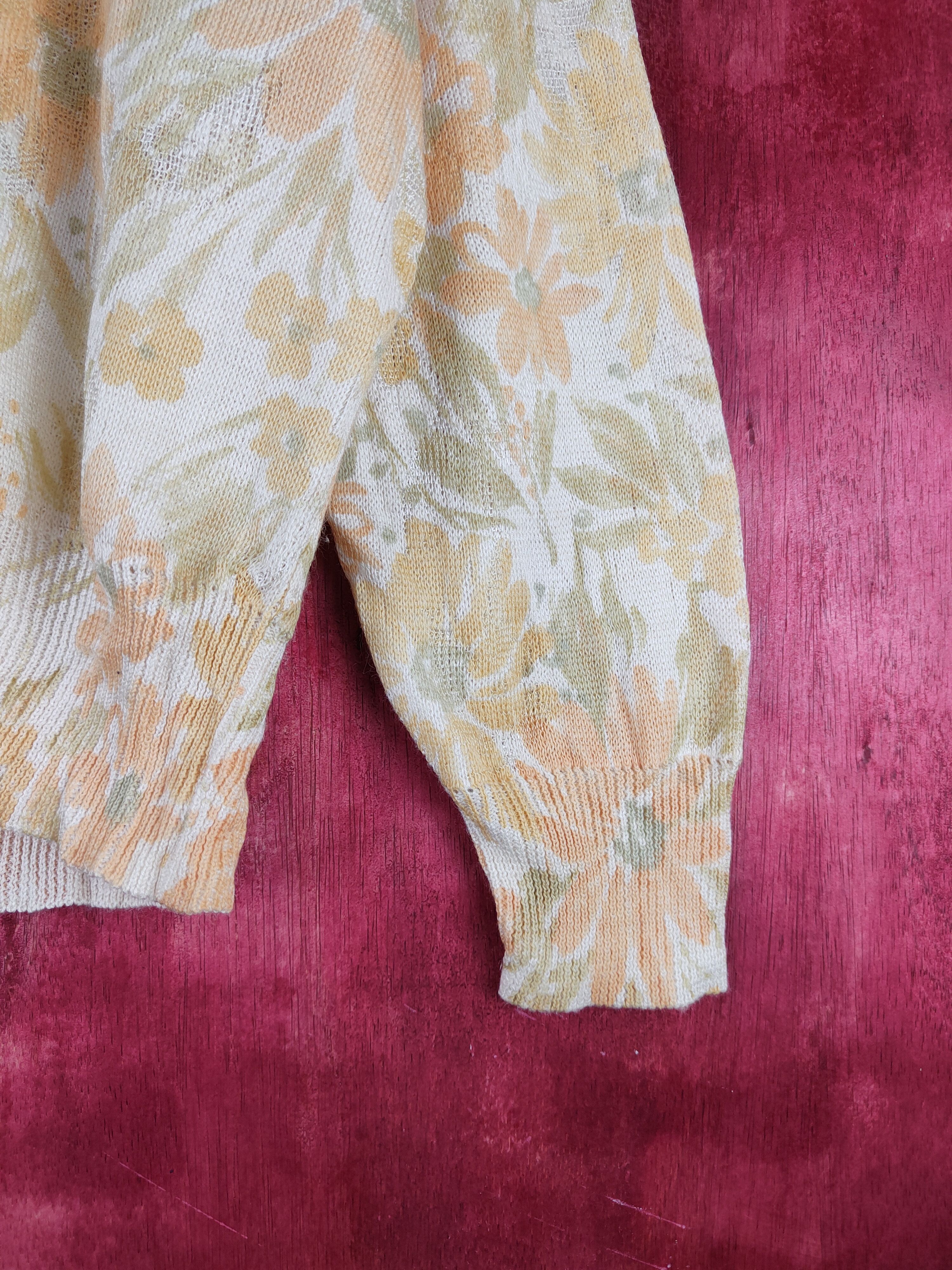 Vintage Sure Lady-Renown flower Yellow Knitwear Cardigan #S860 Size M / US 6-8 / IT 42-44 - 6 Thumbnail