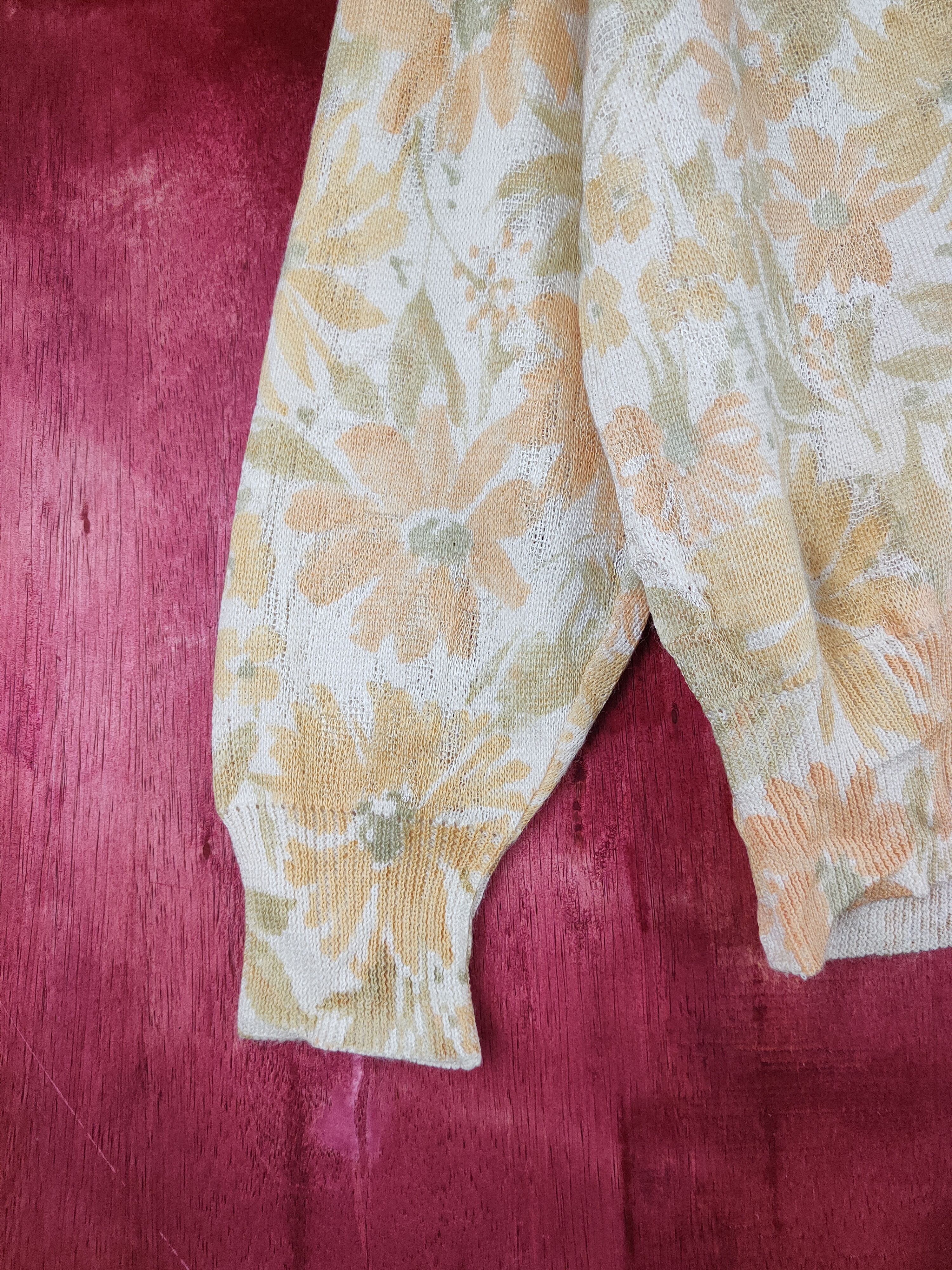 Vintage Sure Lady-Renown flower Yellow Knitwear Cardigan #S860 Size M / US 6-8 / IT 42-44 - 4 Thumbnail