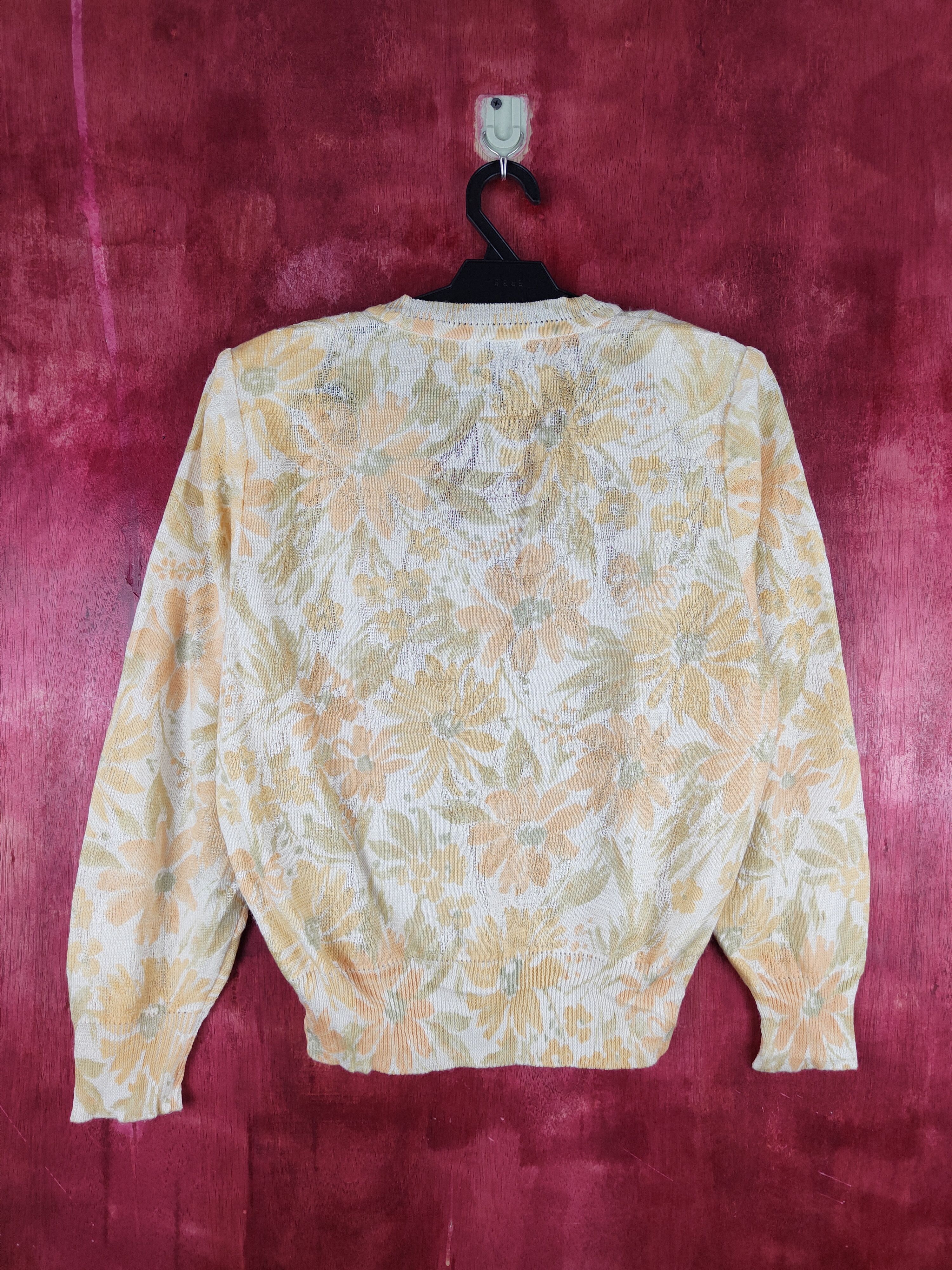 Vintage Sure Lady-Renown flower Yellow Knitwear Cardigan #S860 Size M / US 6-8 / IT 42-44 - 7 Thumbnail