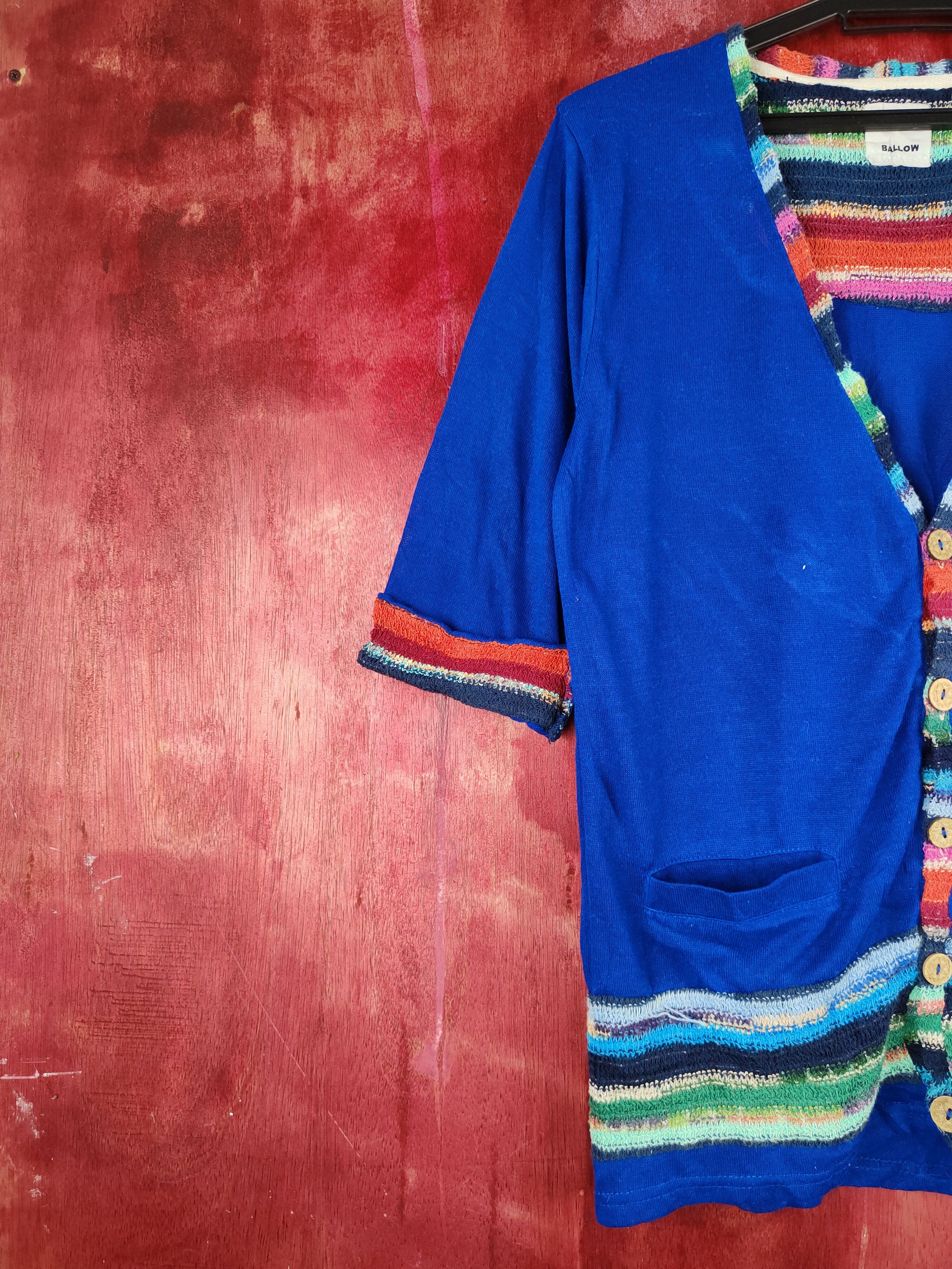 Japanese Brand Ballow Blue art rainbow Knitwear Cardigan #S853 Size M / US 6-8 / IT 42-44 - 3 Thumbnail