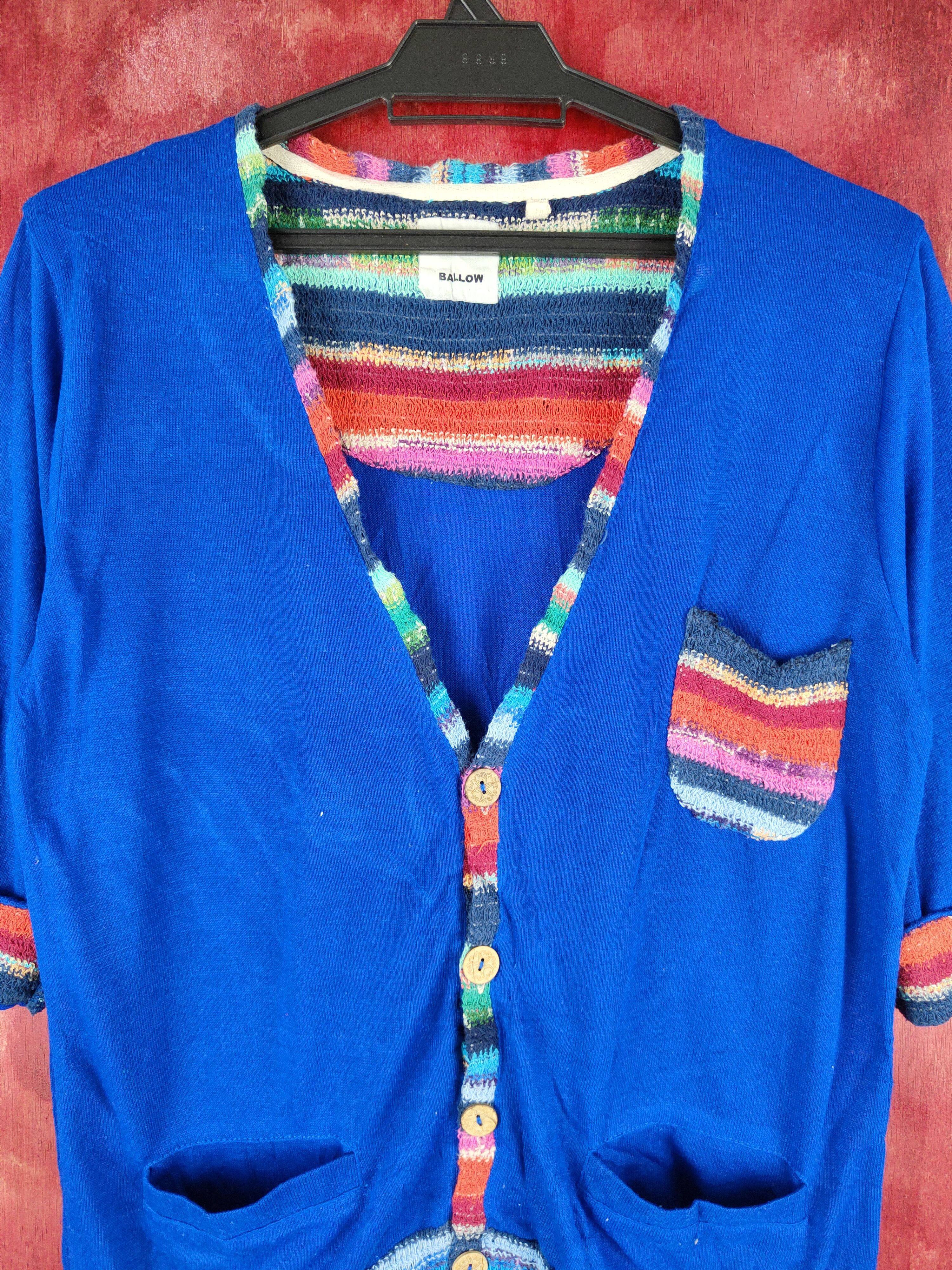 Japanese Brand Ballow Blue art rainbow Knitwear Cardigan #S853 Size M / US 6-8 / IT 42-44 - 2 Thumbnail